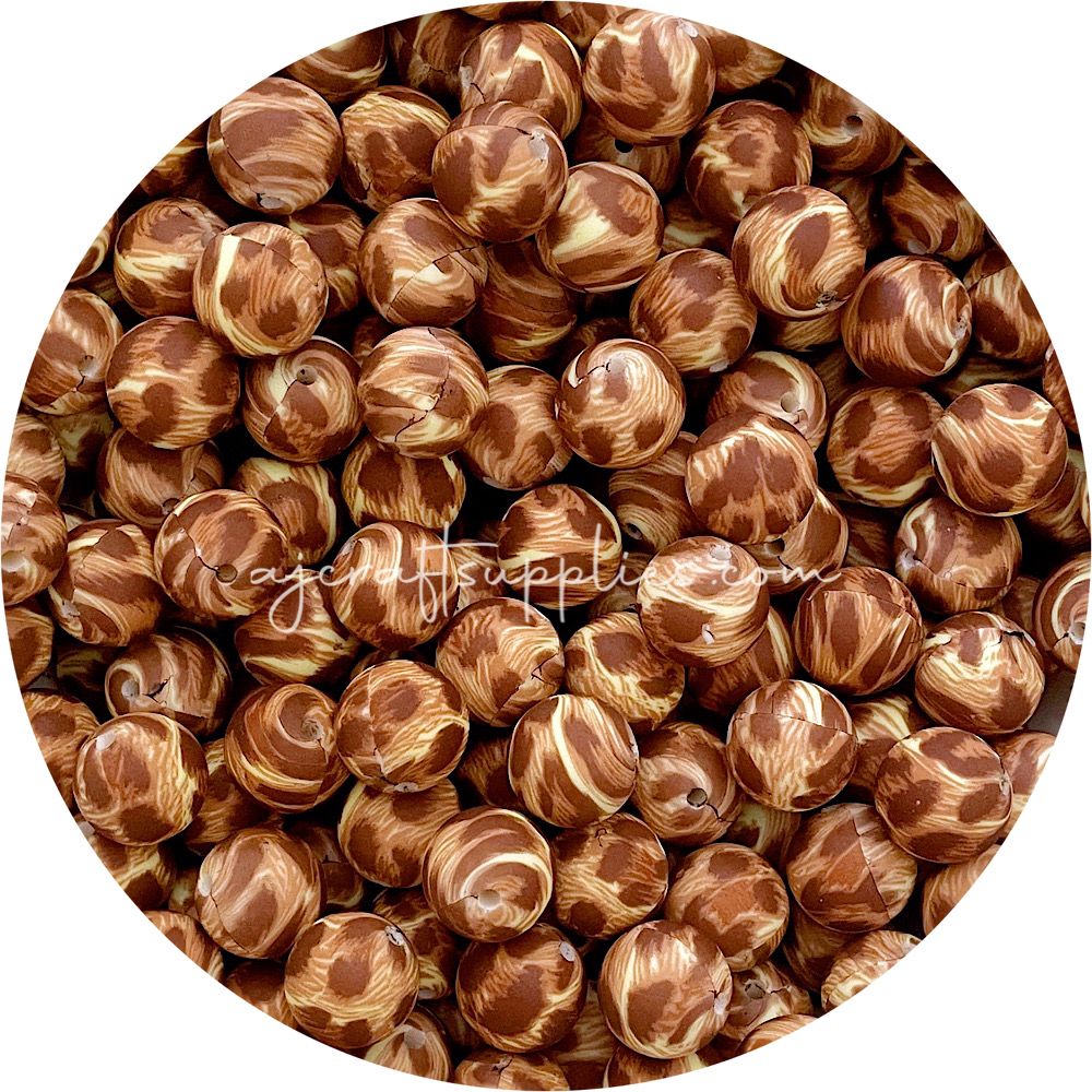 Cheetah - 15mm round - 10 beads