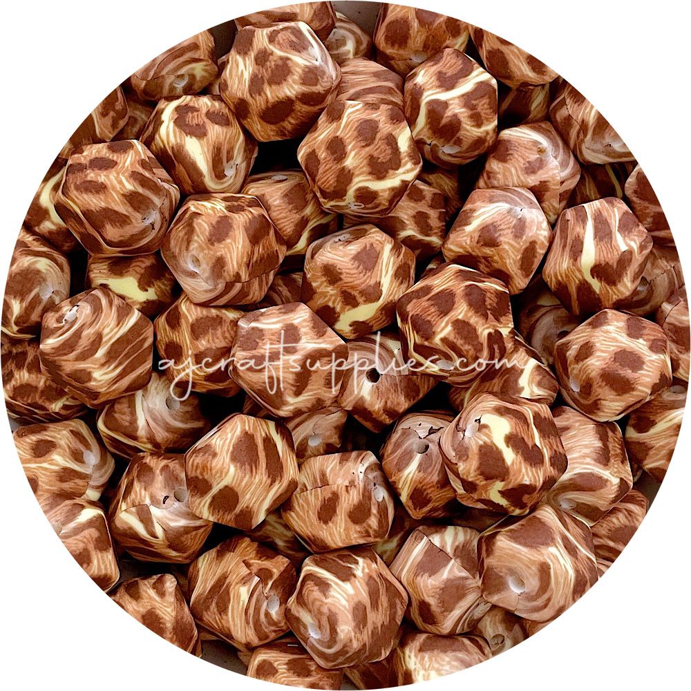 Cheetah - 17mm hexagon - 10 beads
