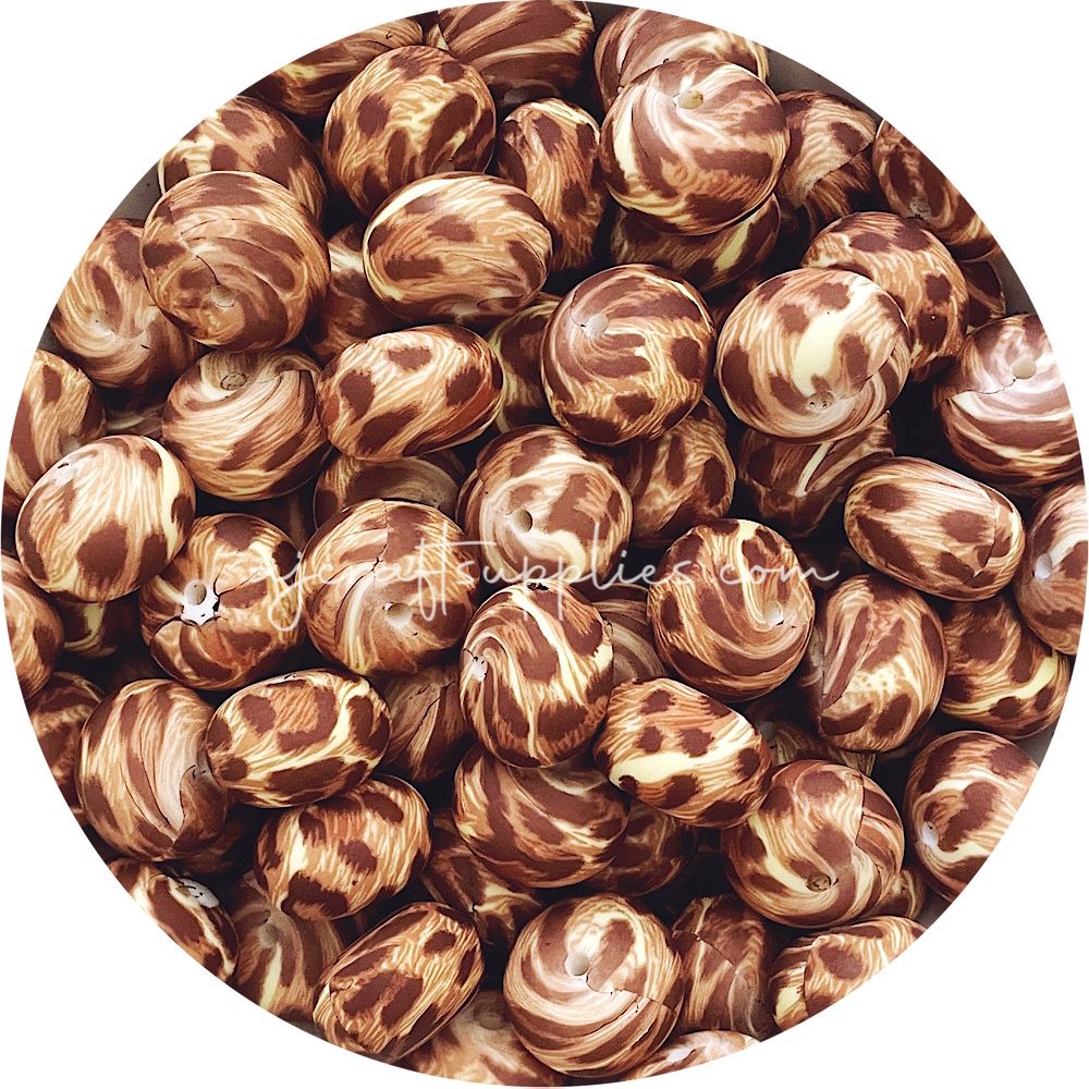 Cheetah - 22mm abacus Silicone Beads - 5 beads