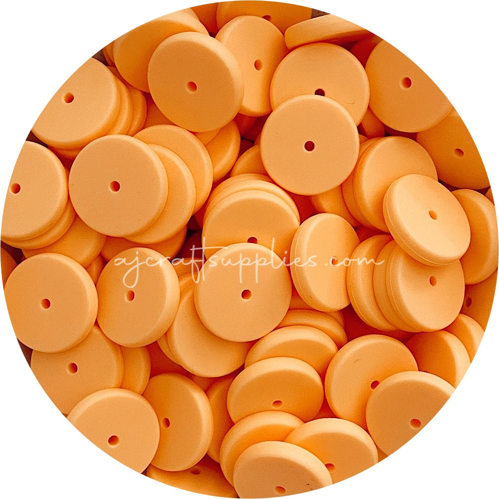 Marigold - 25mm Flat Coin Silicone Beads - 5 beads