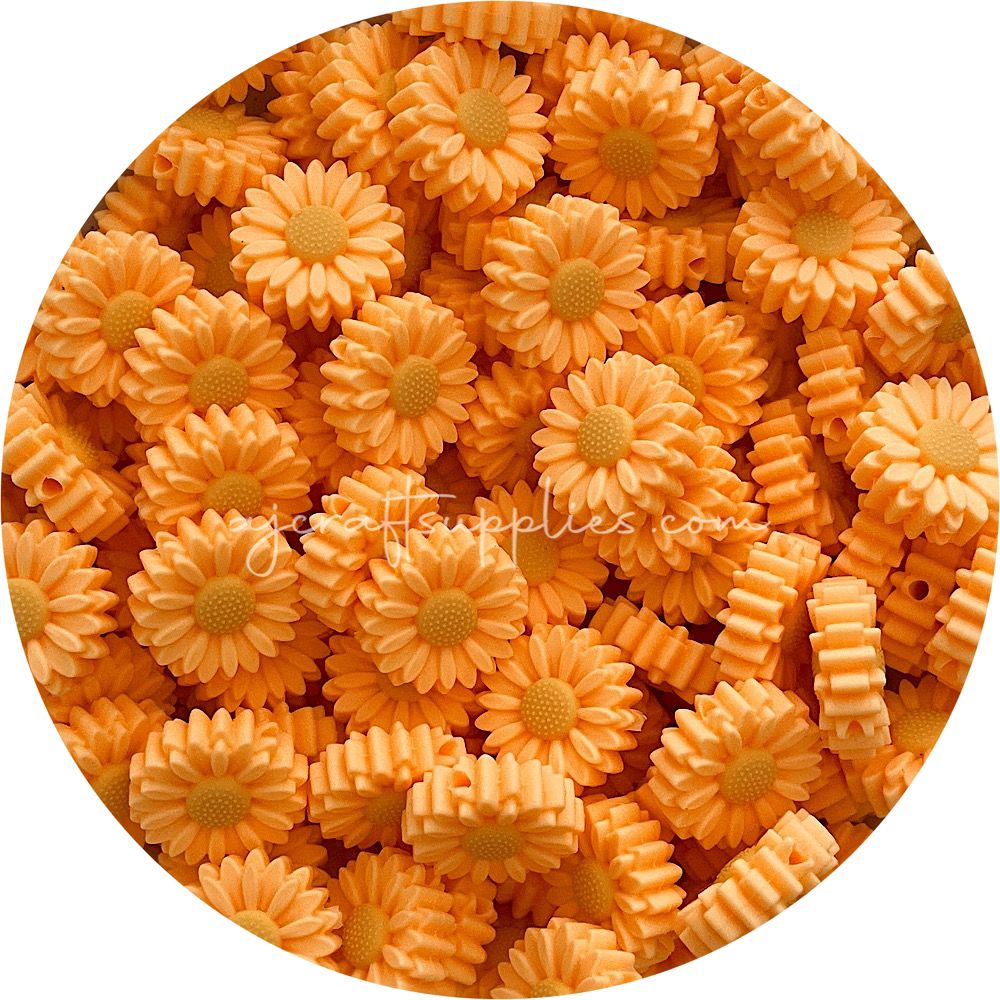 Marigold - 22mm Mini Daisy Silicone Beads - 2 beads