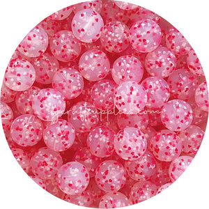Love Hearts Speckled Clear - 19mm round - 5 Beads (LIMITED EDITION)