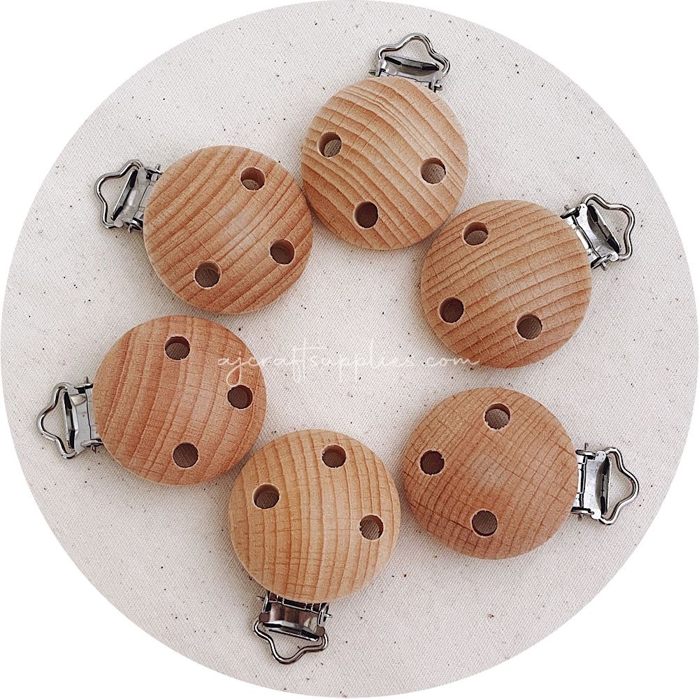 Maple Wood Dummy / Pacifier Clip - Each