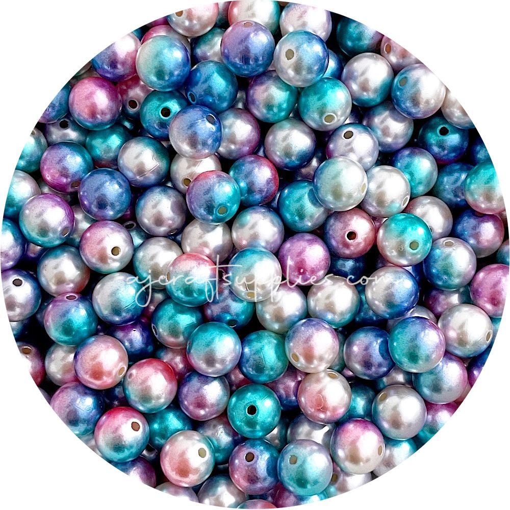 12mm Pearlescent Mermaid/Unicorn Round Acrylic Beads - 5 Beads