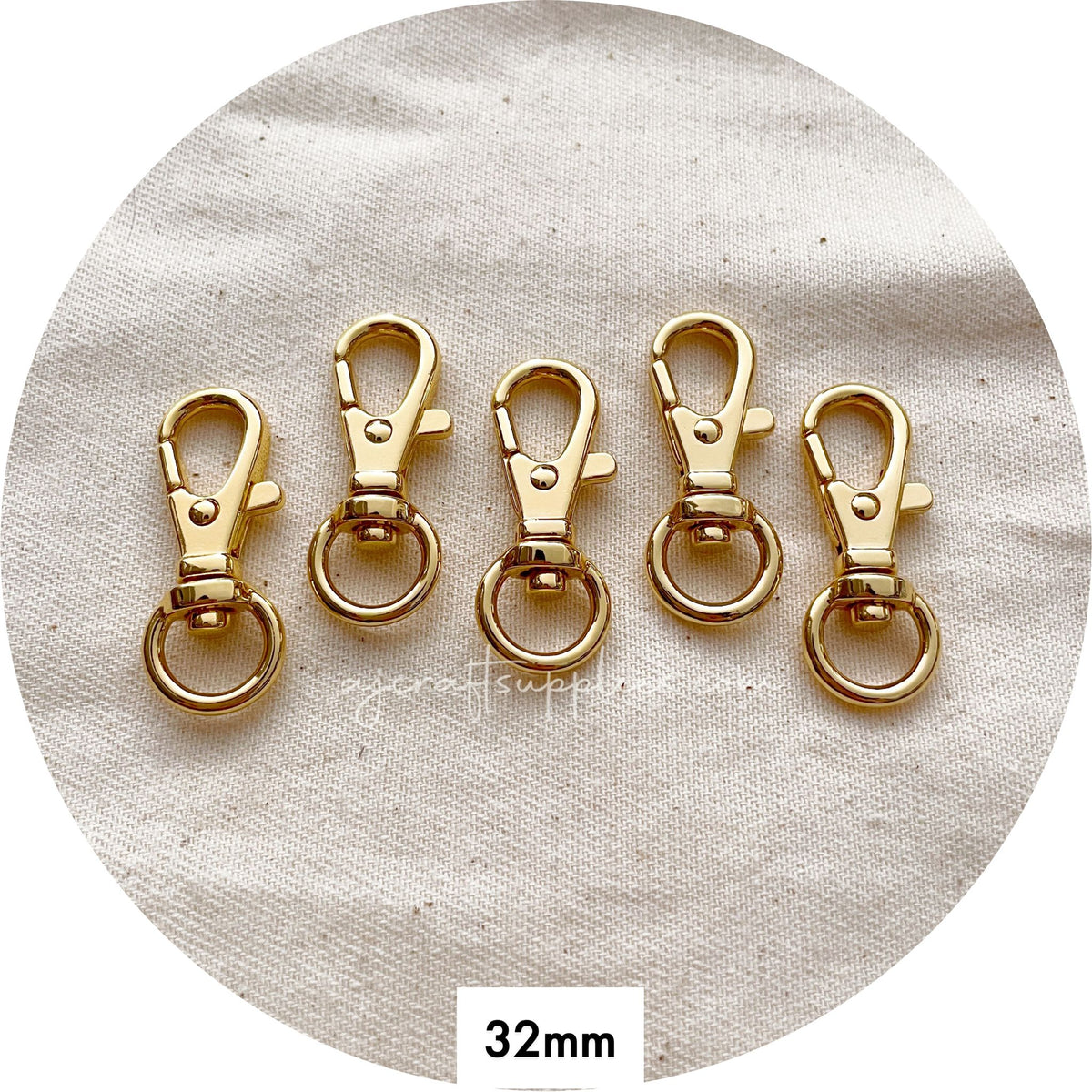 32mm Swivel Lobster Clasps - Light Gold (Superior Quality) - 5 Clasps