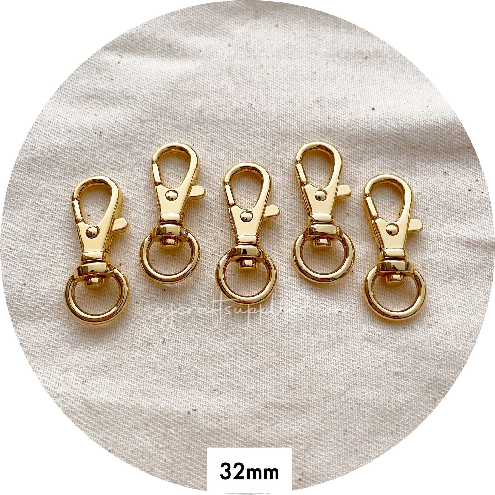 32mm Swivel Lobster Clasps - Light Gold (Superior Quality) - 5 Clasps
