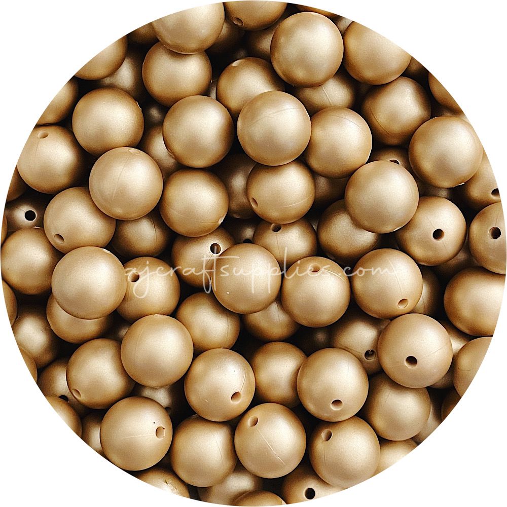 Brushed Gold - 15mm round - 10 Beads