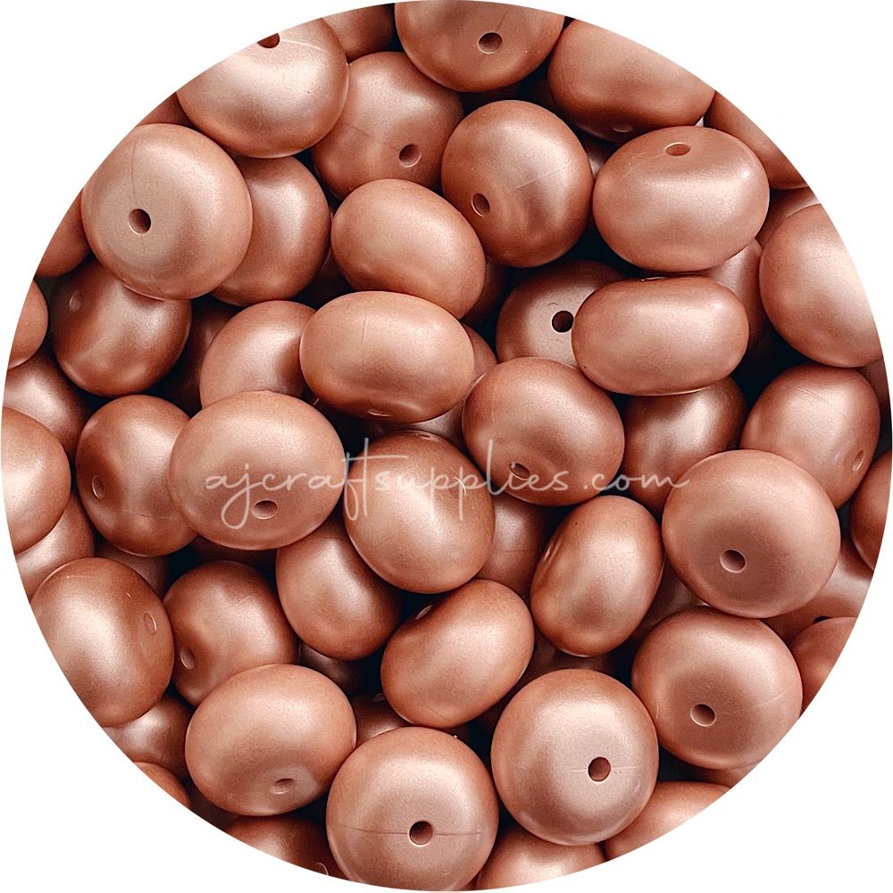 Brushed Rose Gold - 22mm abacus Silicone Beads - 5 Beads