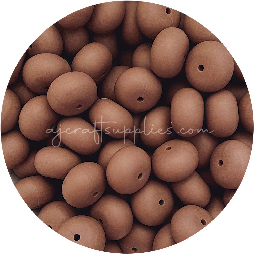 Mocha - 22mm Abacus Silicone Beads - 5 Beads