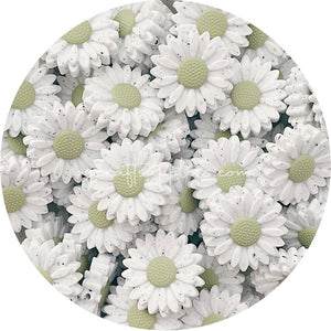 Sage Green Speckled - 30mm Large Daisy Silicone Beads - 2 beads