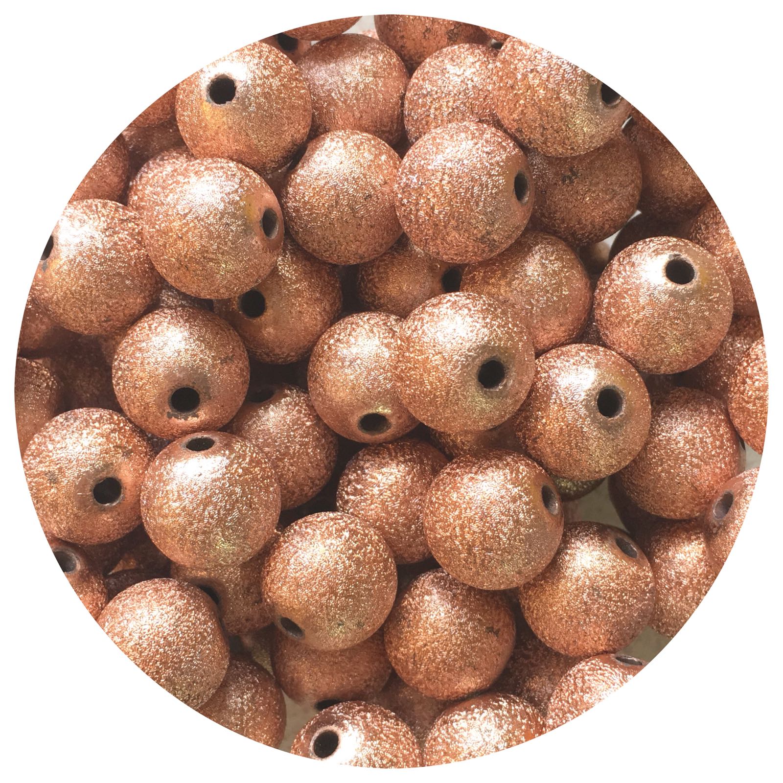 16mm Rose Gold Stardust Round Acrylic Beads - 5 Beads