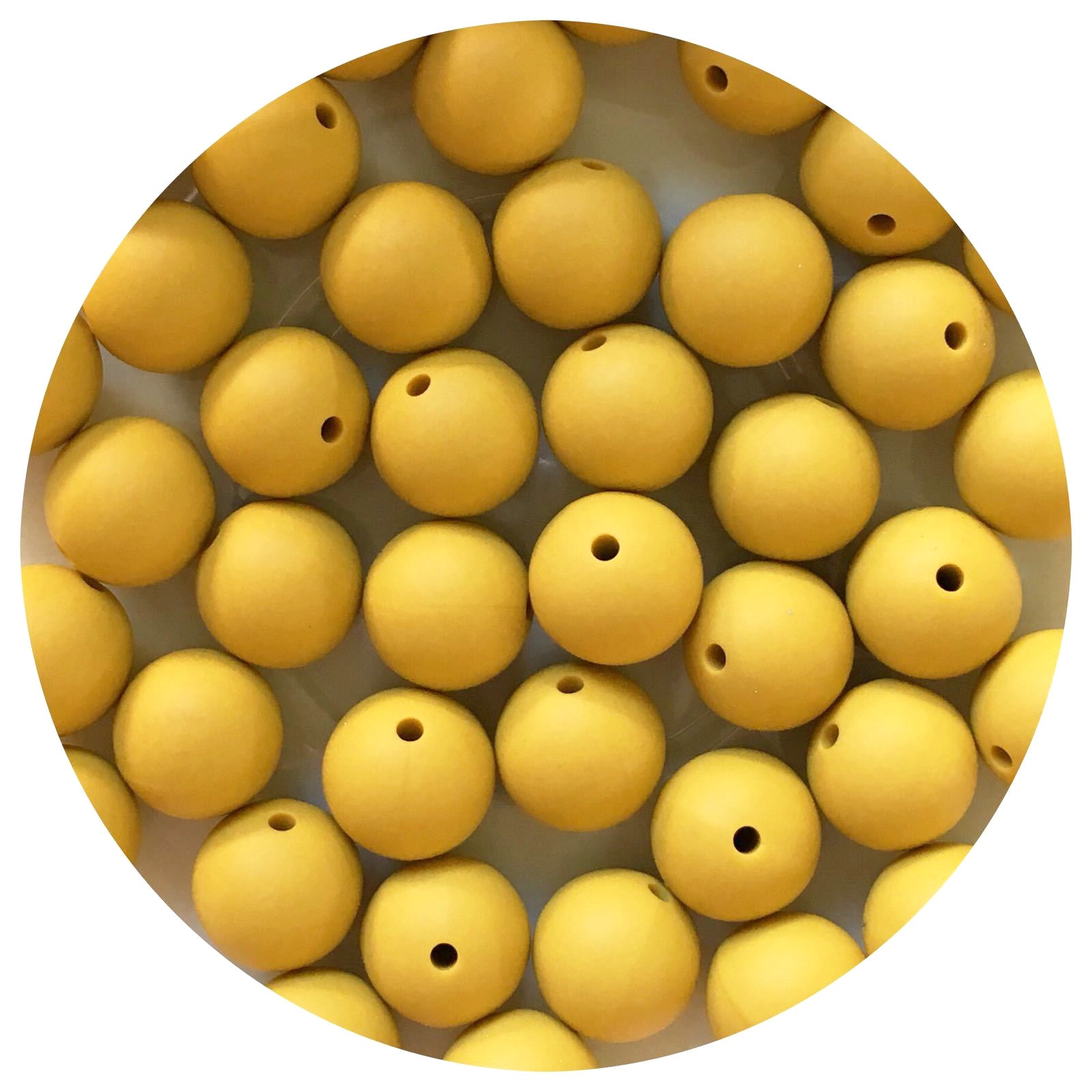 Mustard Yellow - 15mm round - 10 Beads