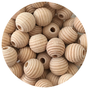 Natural Wood Textured Beehive Beads - 20mm - 10 Beads