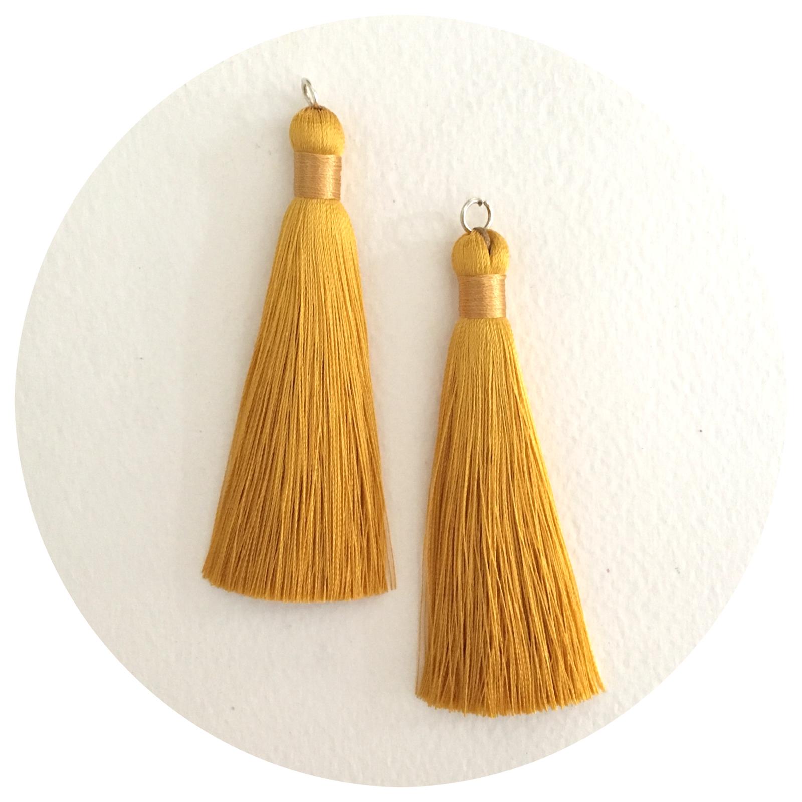 80mm Silk Tassels - Mustard Yellow - 2pack - 6203