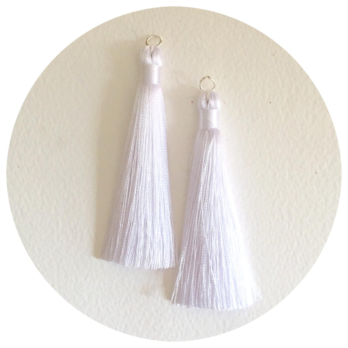 80mm Silk Tassels - Snow White - 2pack - 6301