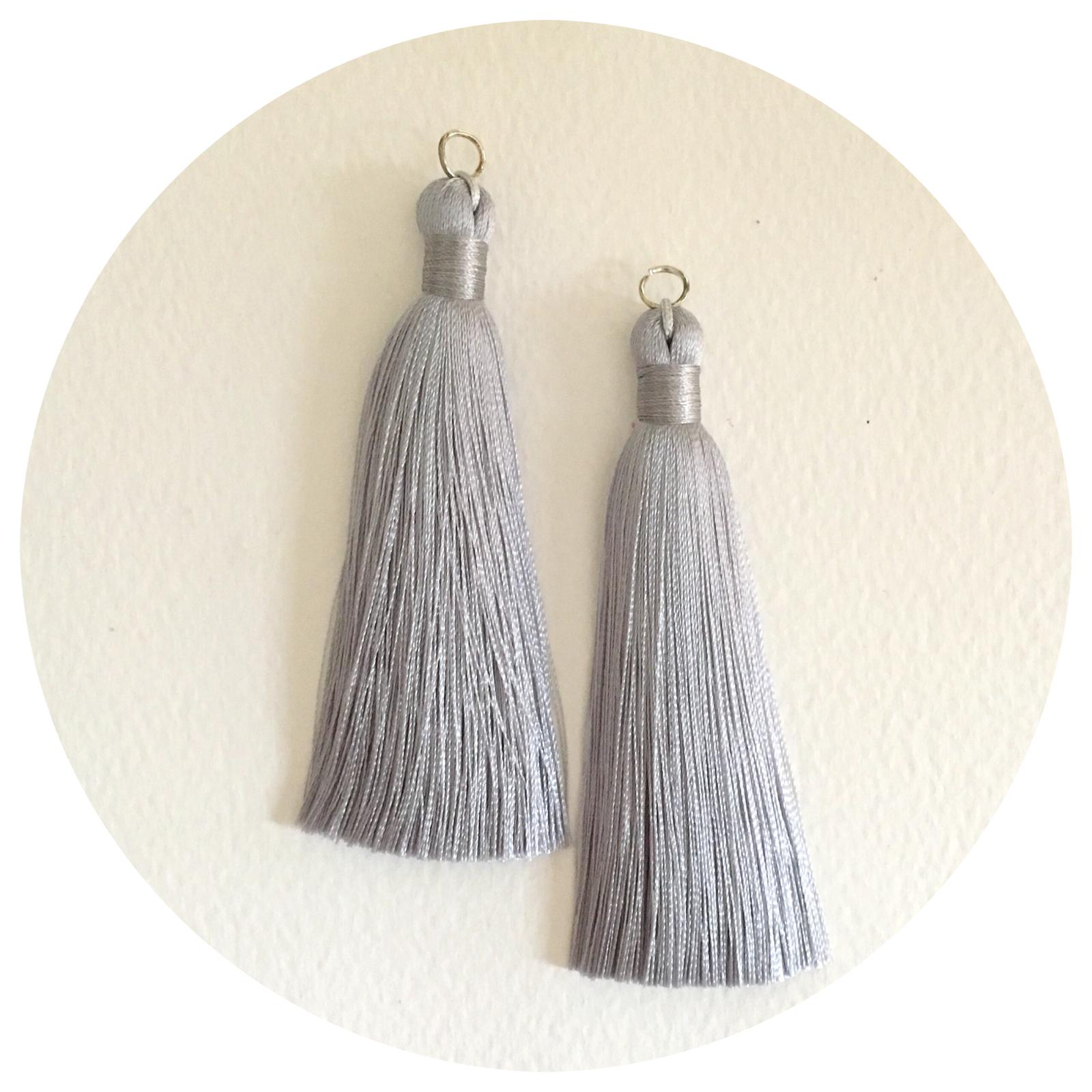 80mm Silk Tassels - Light Grey - 2pack - 6215