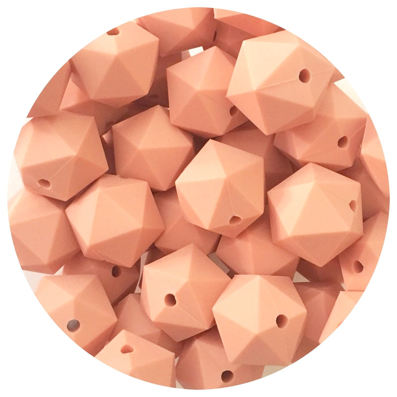 Peach - 17mm Icosahedron - 5 Beads
