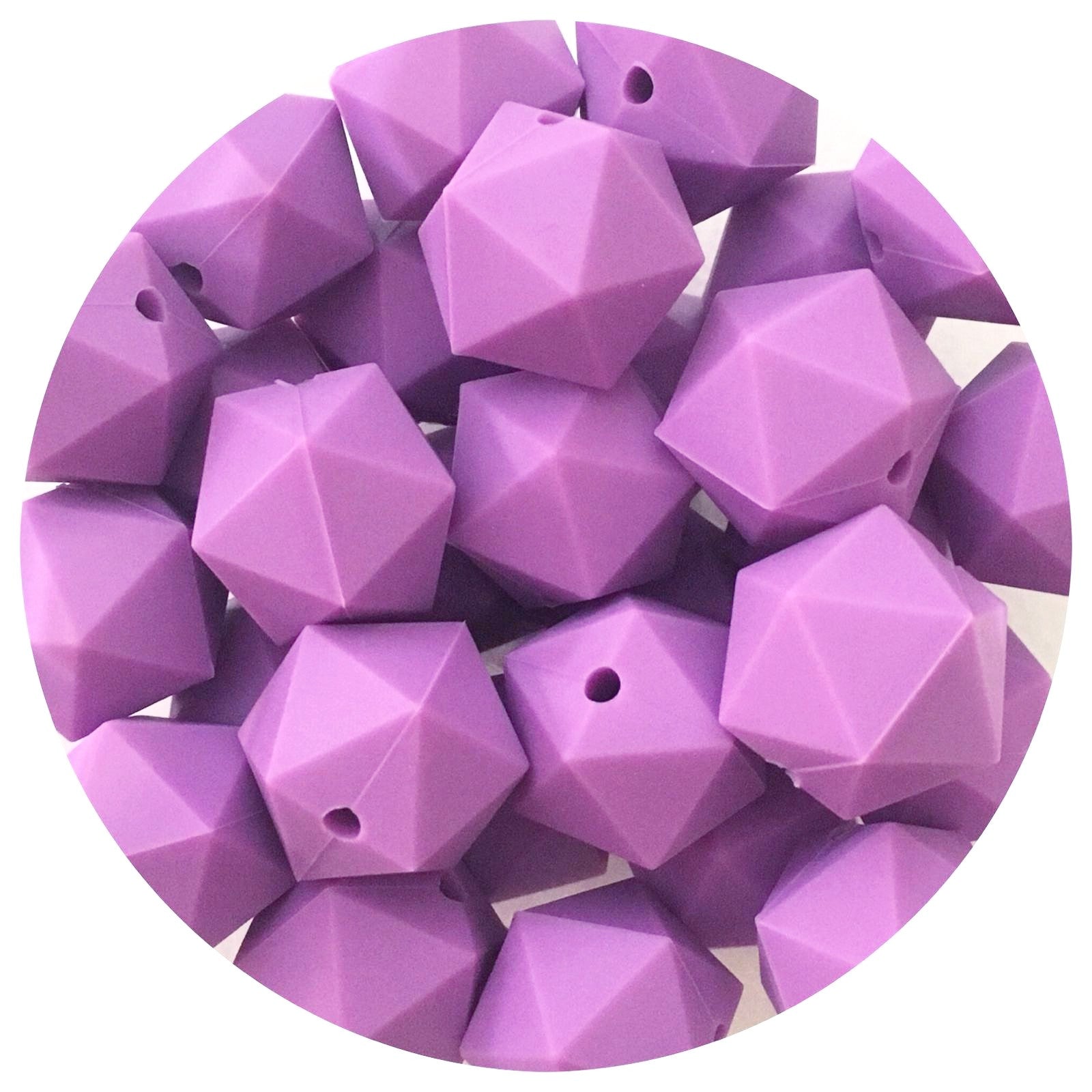 Lavender Purple - 17mm Icosahedron - 5 Beads