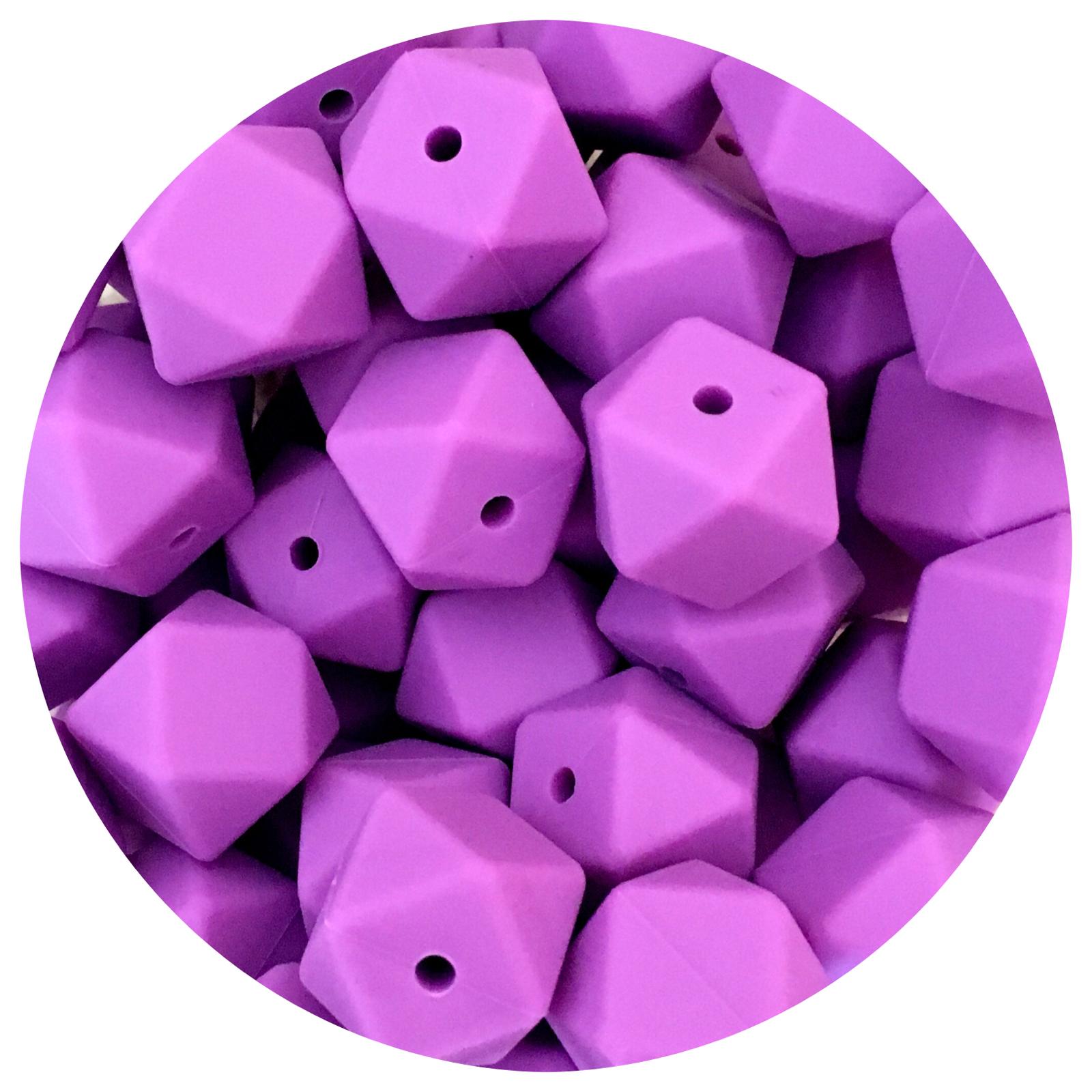 Lavender Purple - 17mm Hexagon - 10 Beads