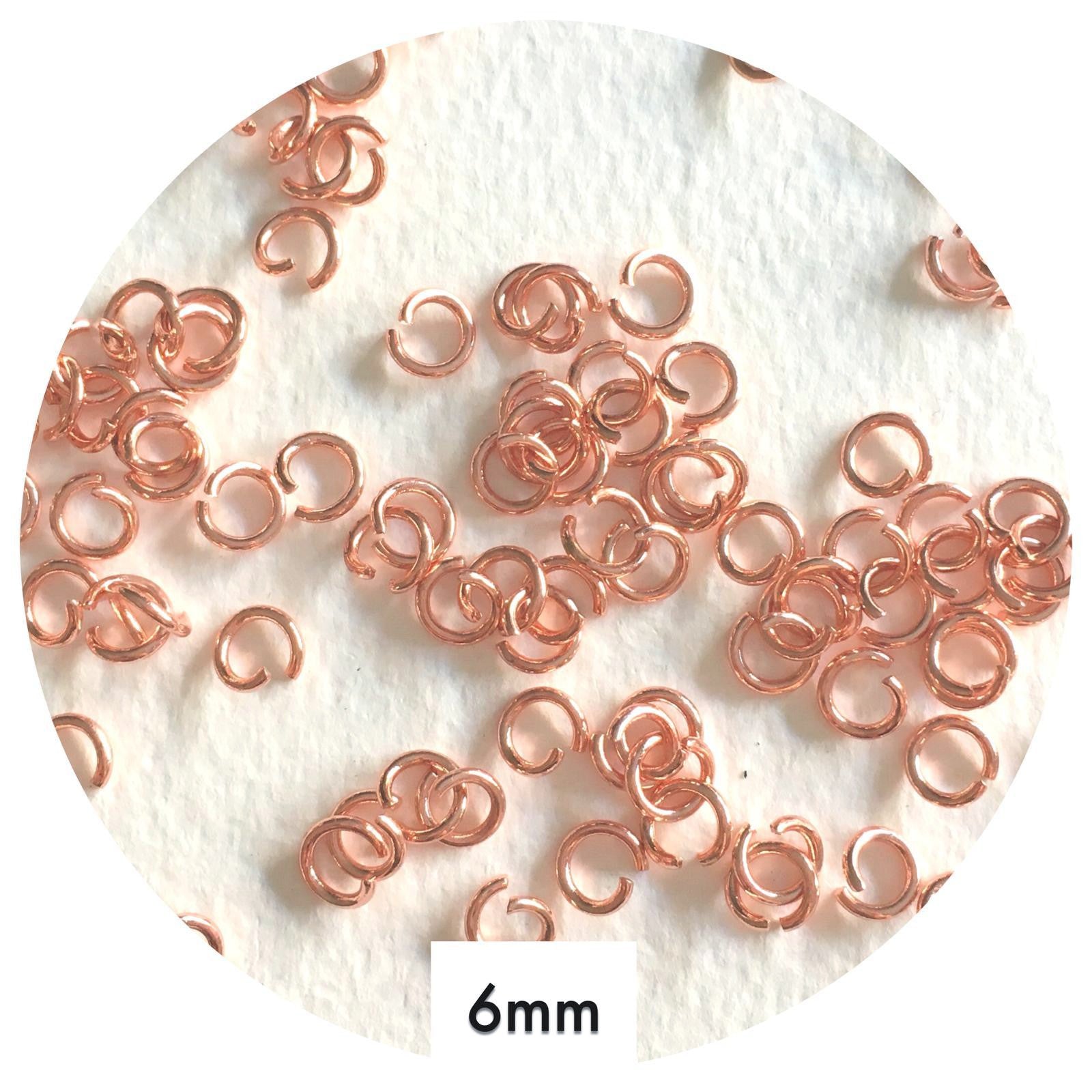 6mm Jump Rings - Rose Gold Stainless Steel - 40 pcs