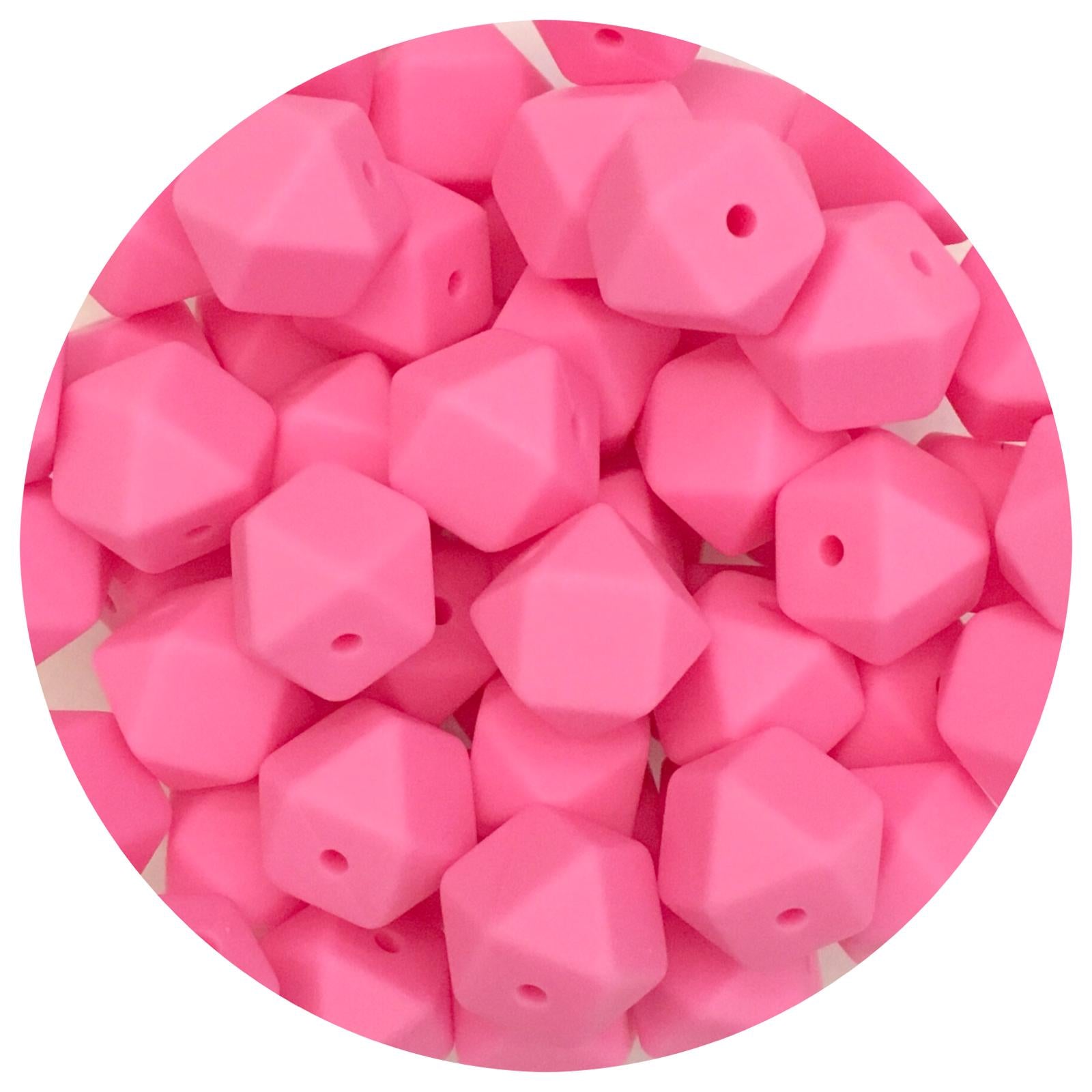 Bubblegum Pink - 14mm Mini Hexagon - 5 beads