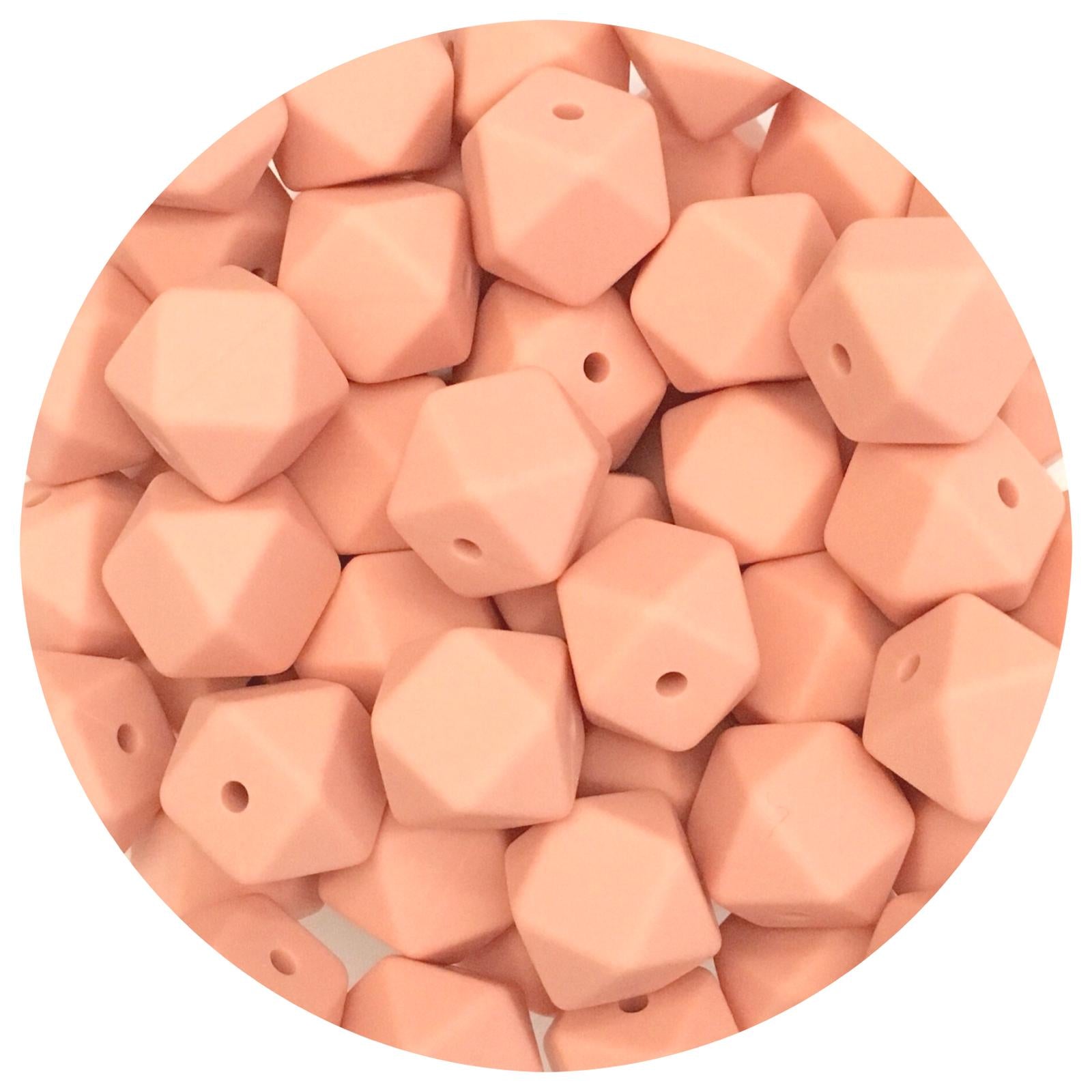 Peach - 14mm Mini Hexagon - 5 beads