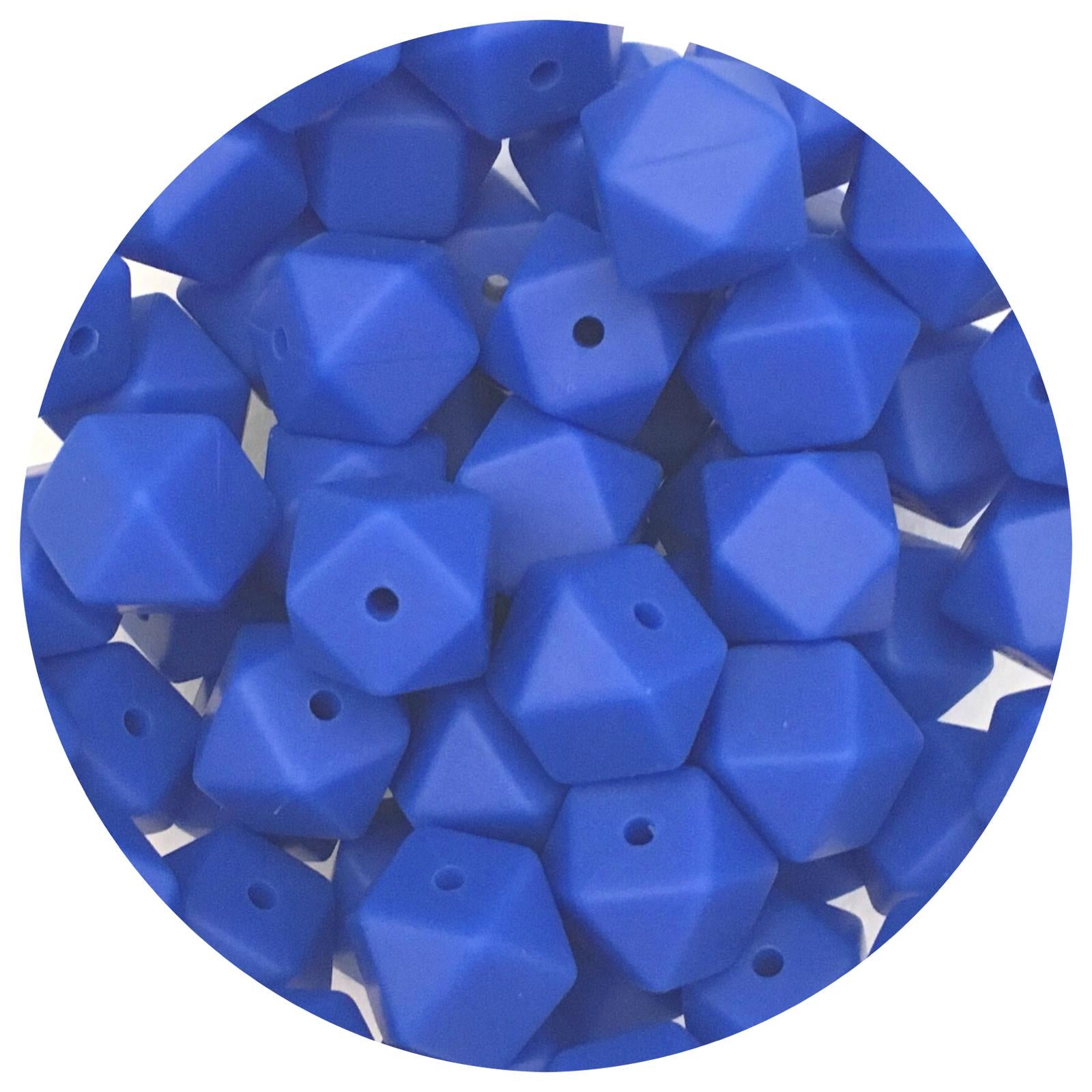 Royal Blue - 14mm Mini Hexagon - 5 beads