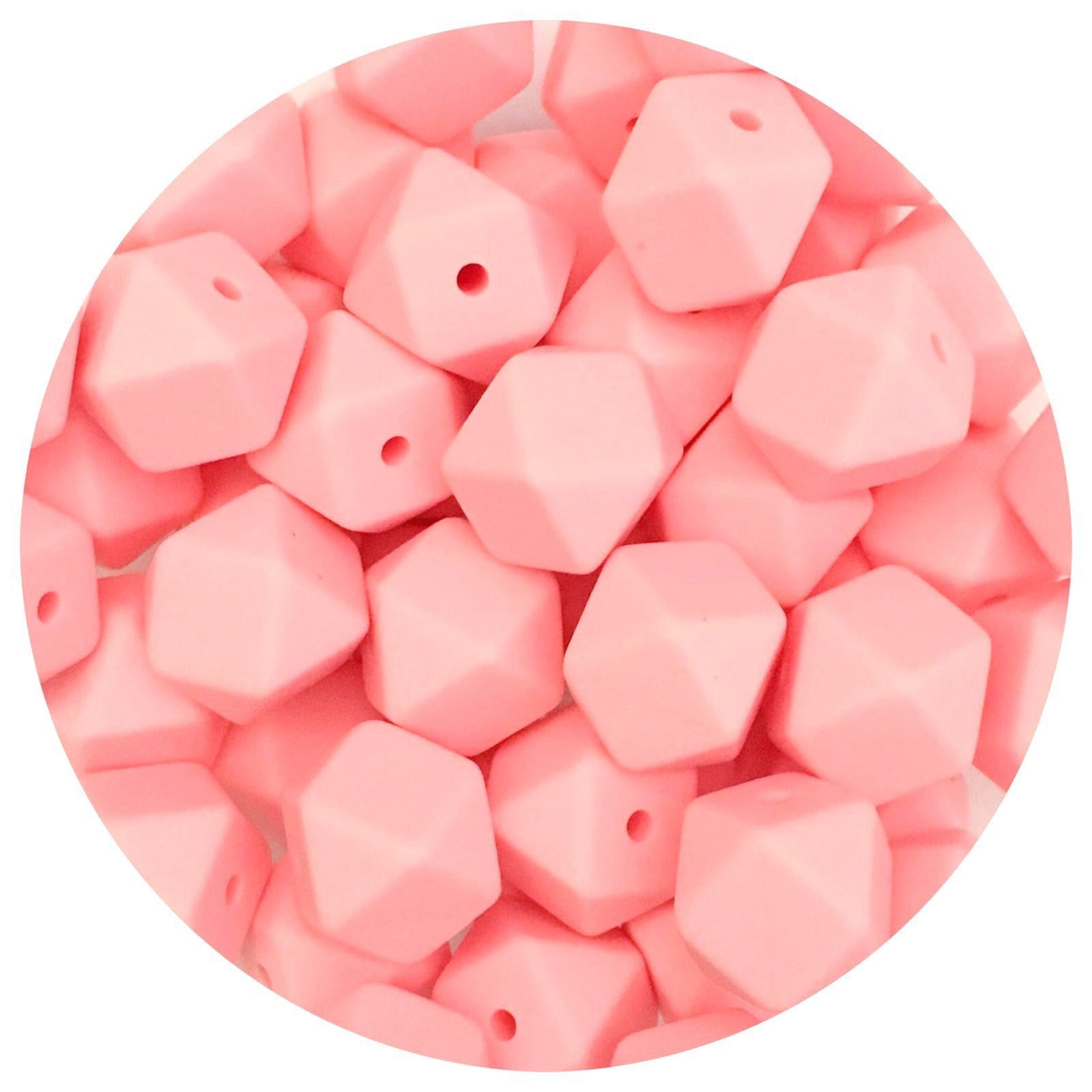 Candy Pink - 14mm Mini Hexagon - 5 beads