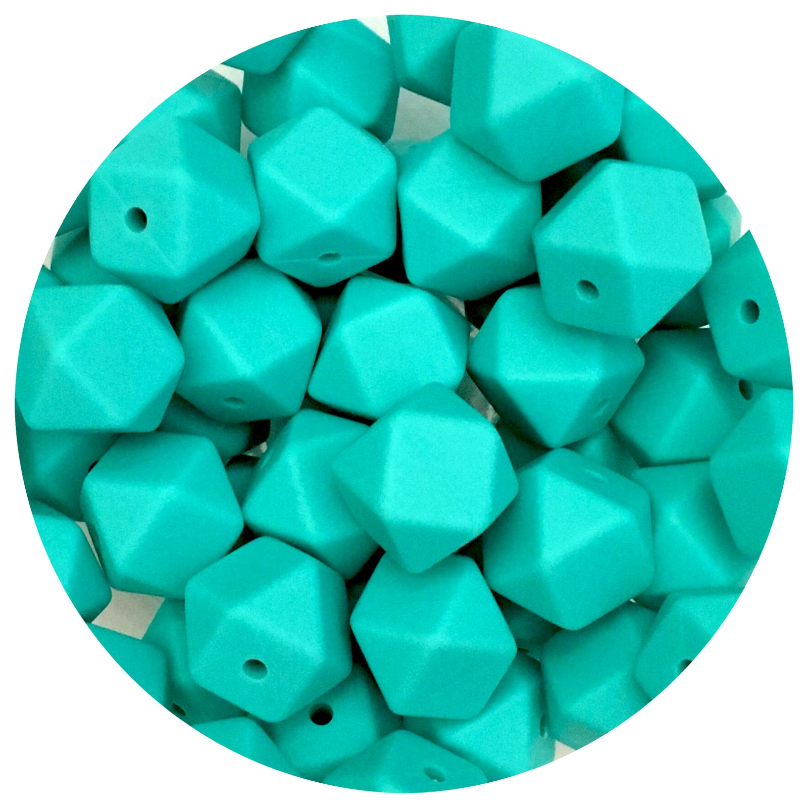 Turquoise - 14mm Mini Hexagon - 5 beads