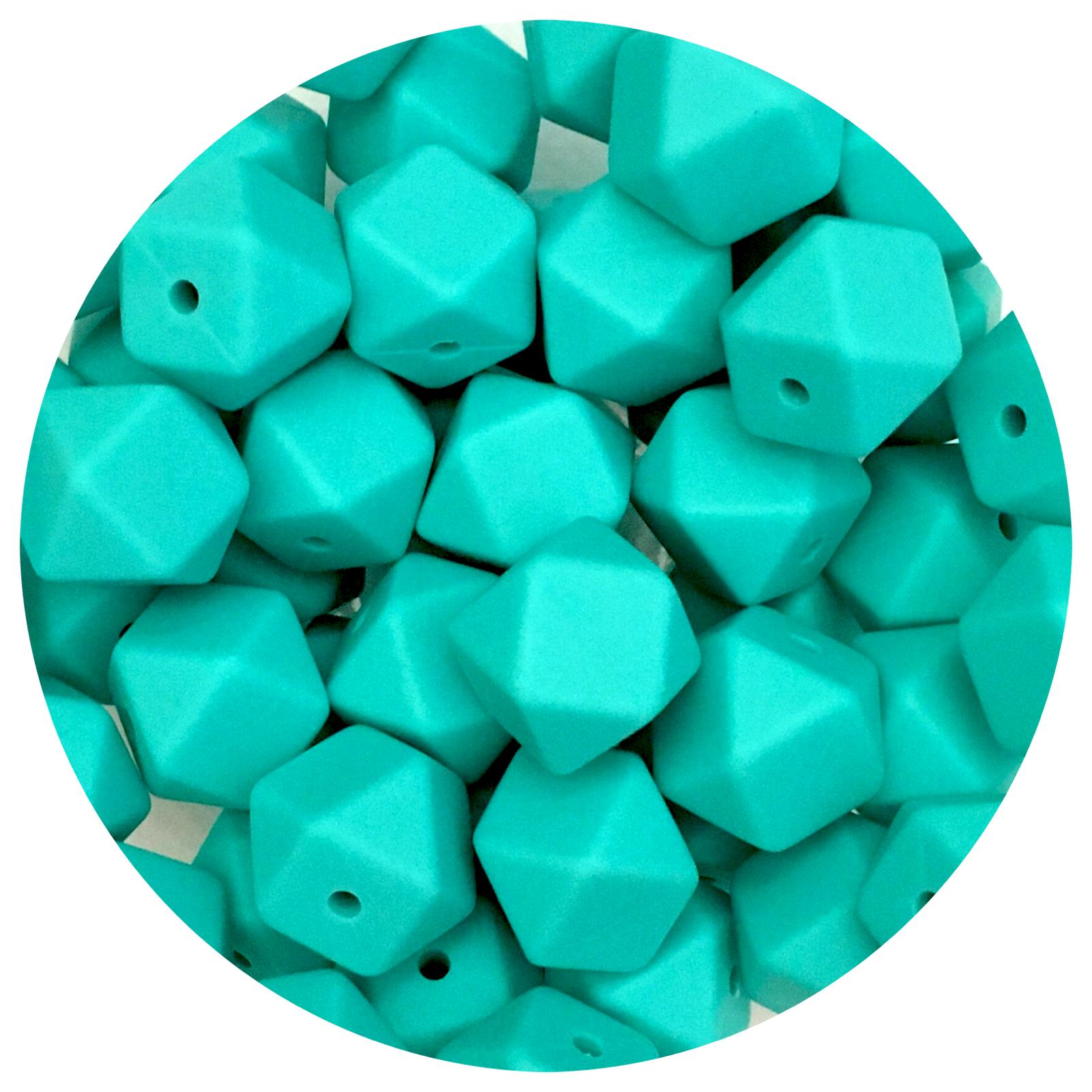 Turquoise - 14mm Mini Hexagon - 5 beads
