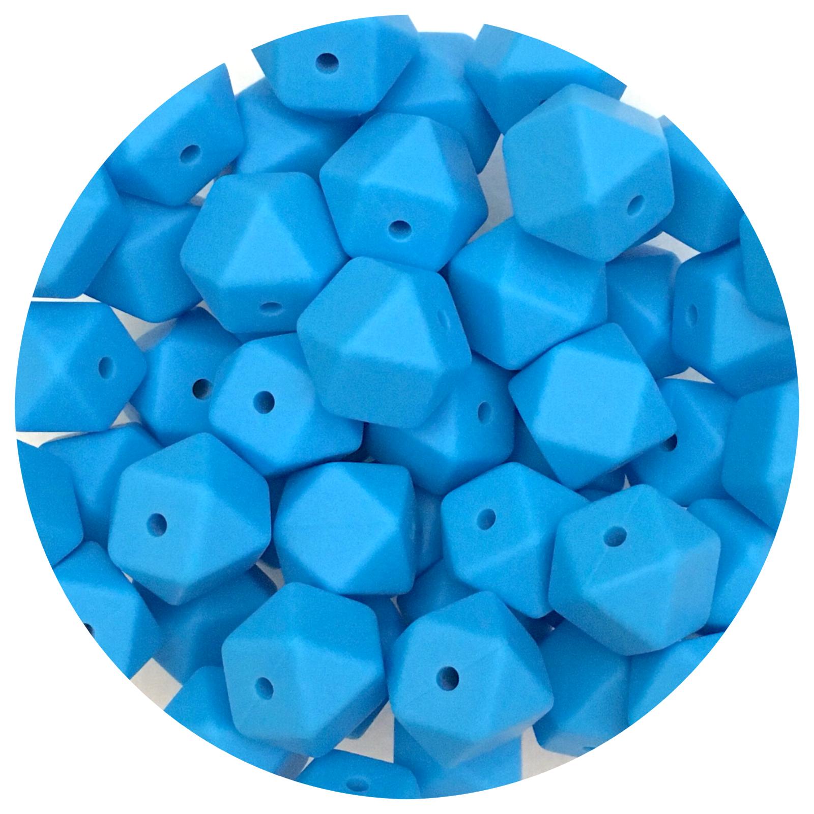 Sky Blue - 14mm Mini Hexagon - 5 beads