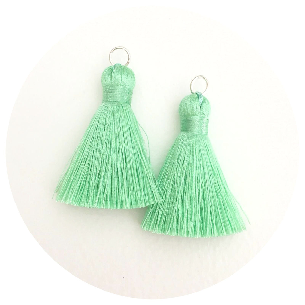 40mm Silk Tassels - Mint Green - 2pack - 8712