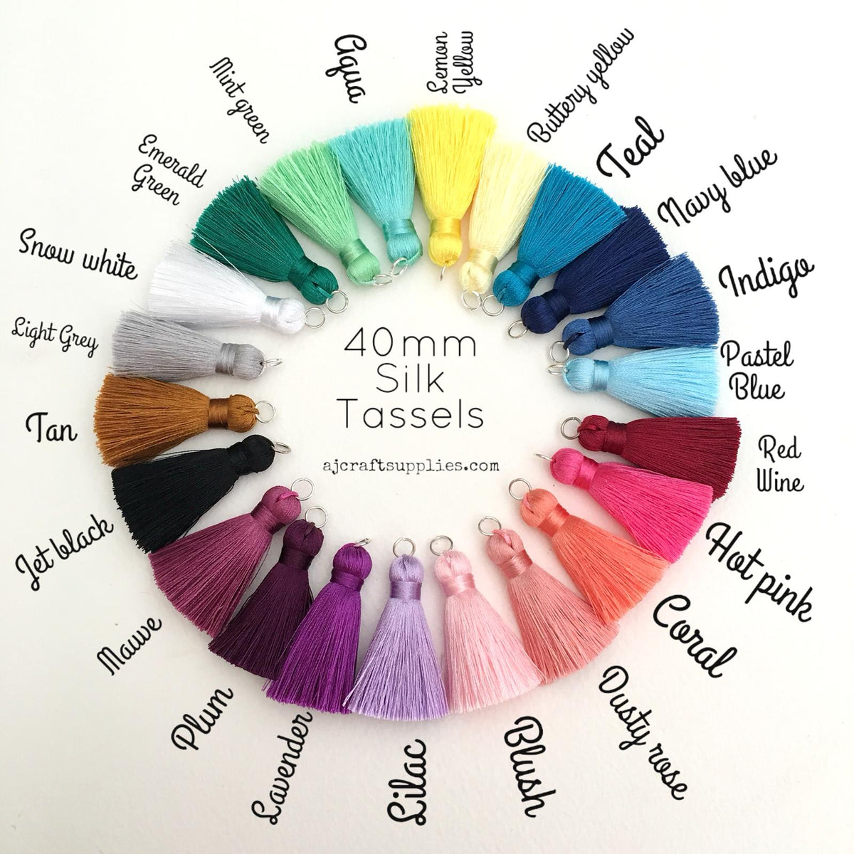 40mm Silk Tassels - Plum - 2pack - 8725