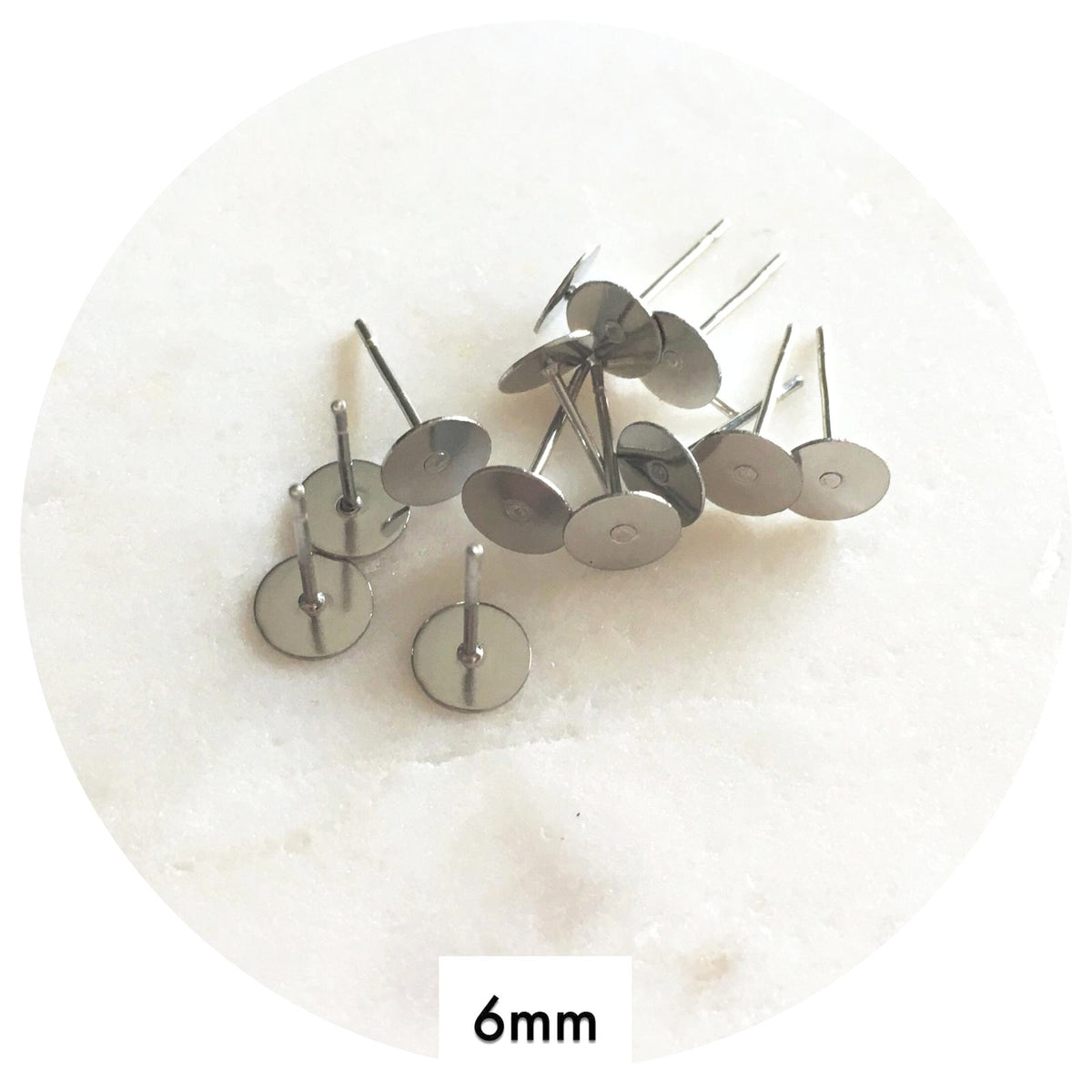 6mm Surgical Steel Earring Stud Posts - 50 pcs