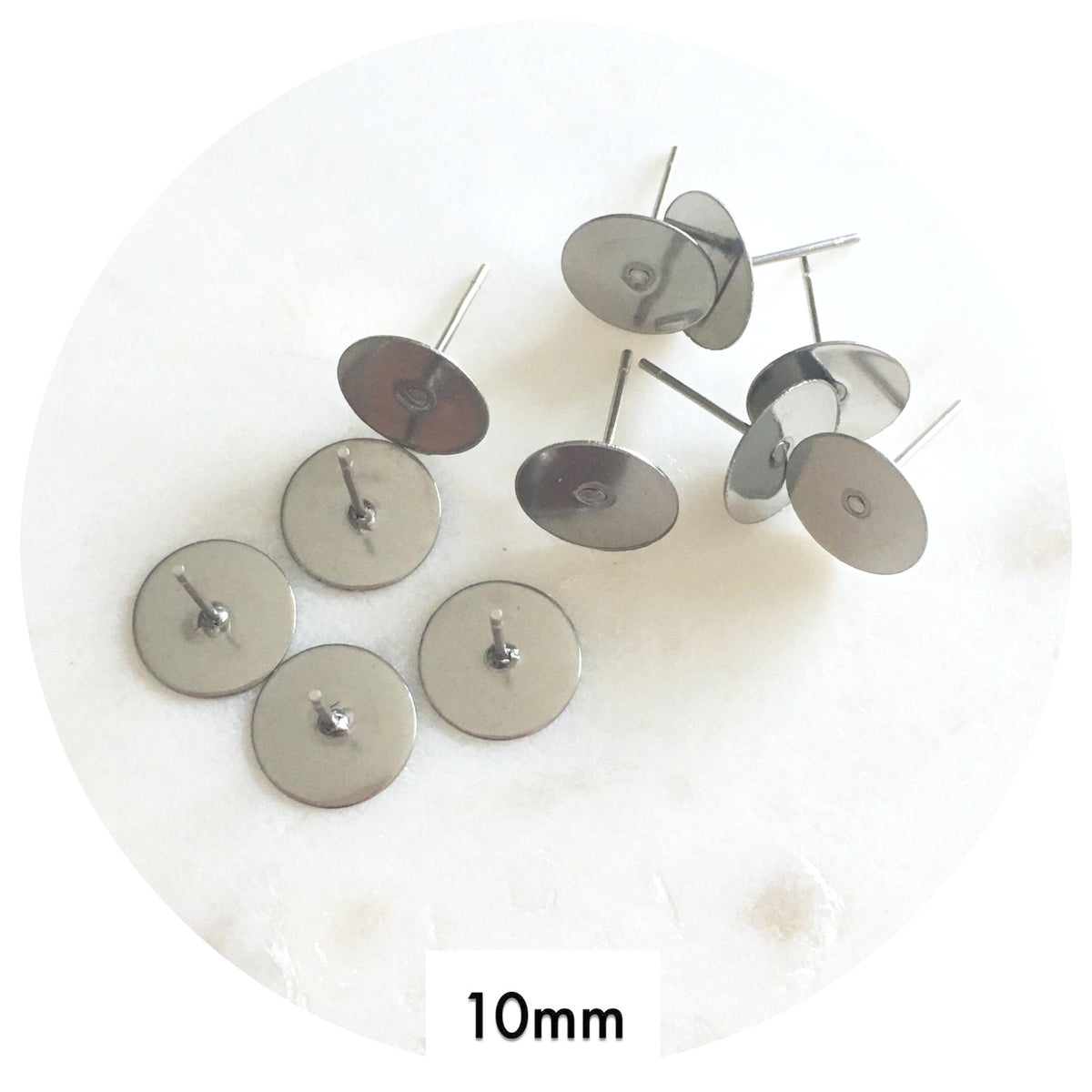 10mm Surgical Steel Earring Stud Posts - 50 pcs