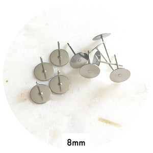 8mm Surgical Steel Earring Stud Posts - 50 pcs