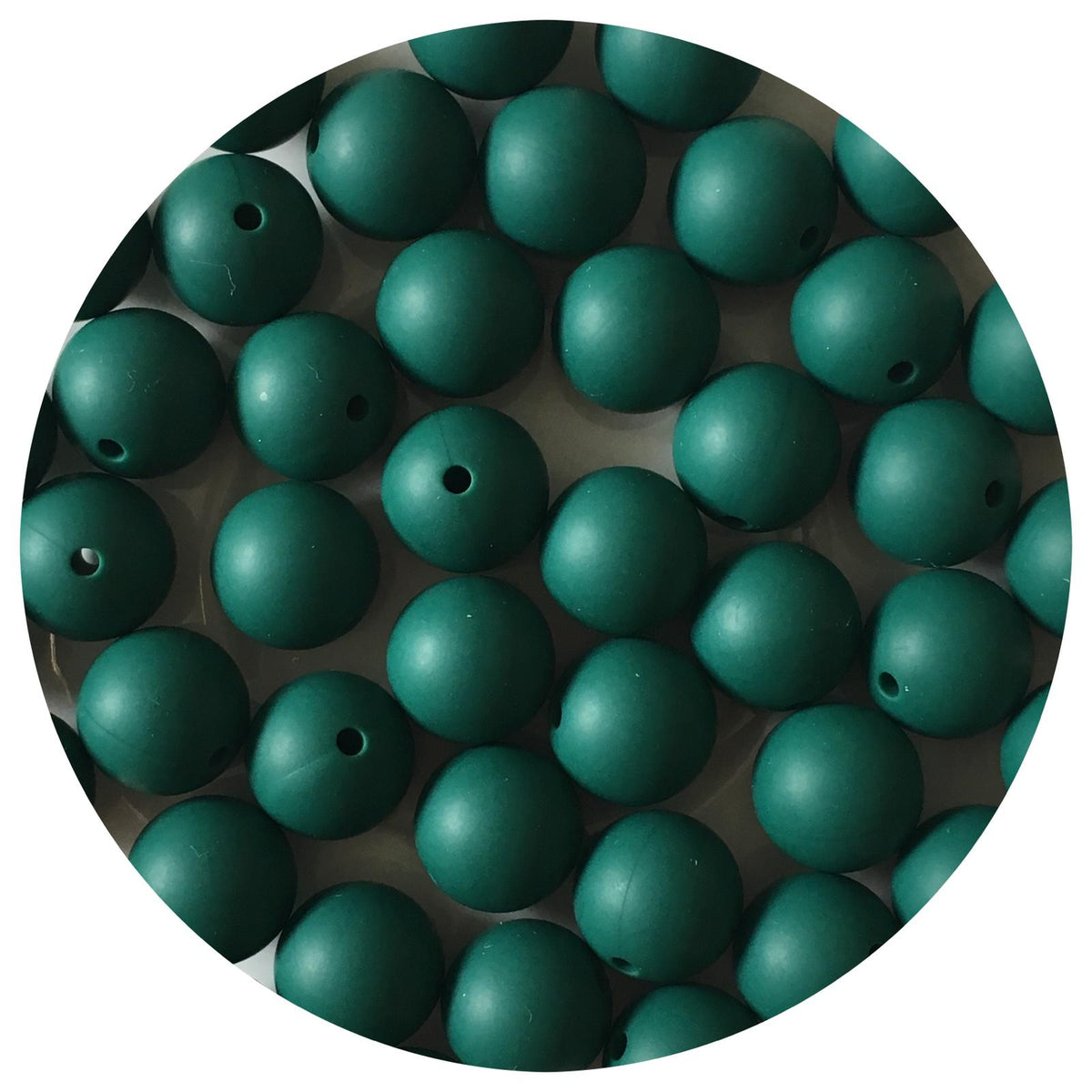 Forest Green - 15mm round - 10 Beads