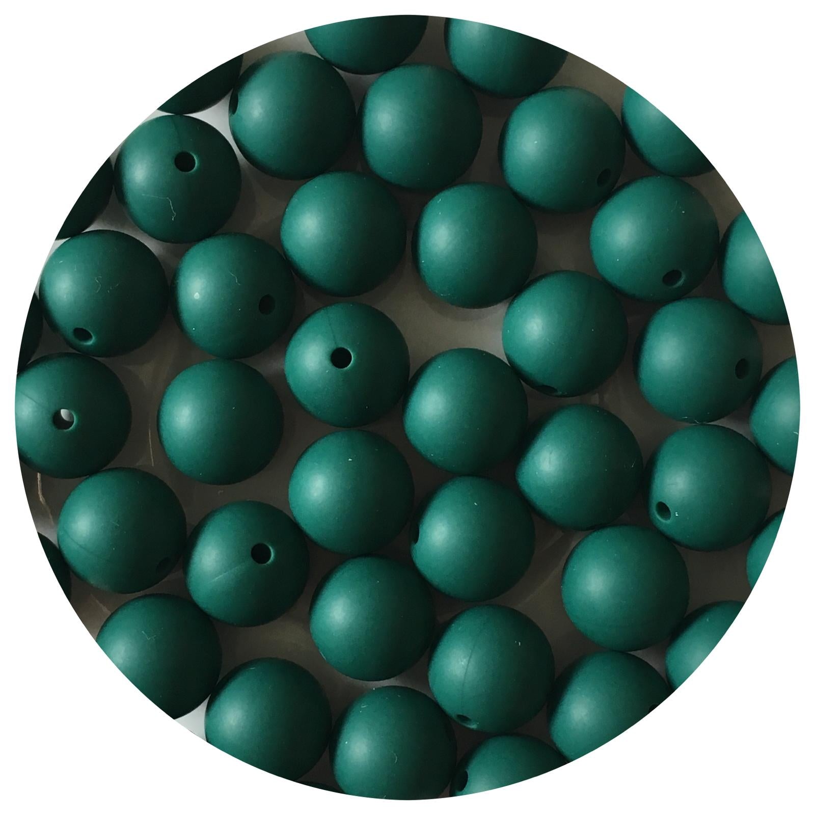 Forest Green - 15mm round - 10 Beads
