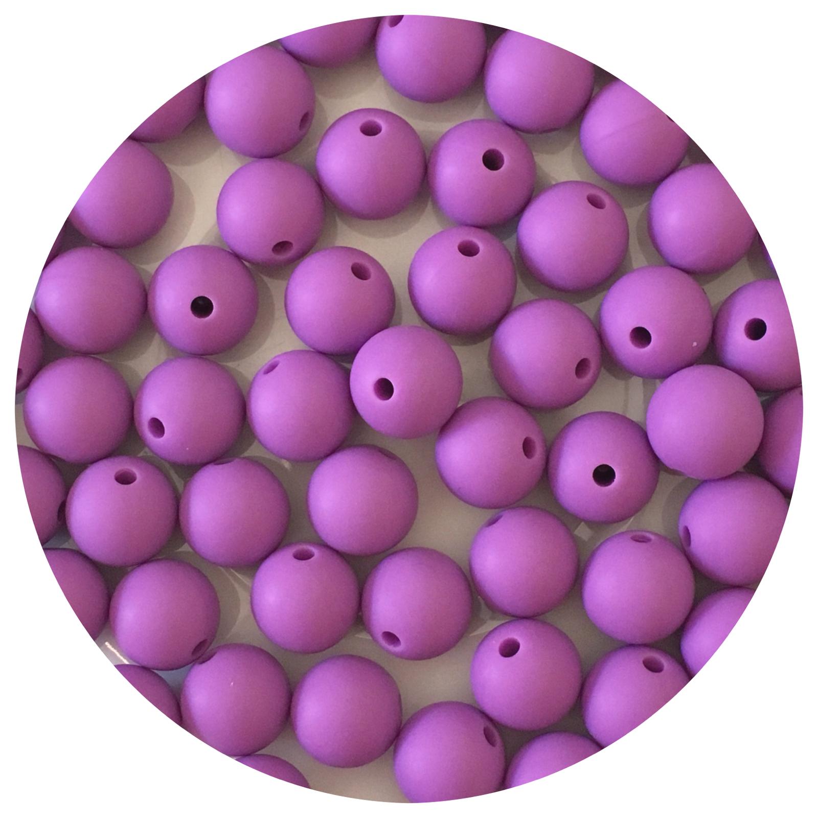Lavender Purple - 12mm Round Silicone Beads - 10 beads