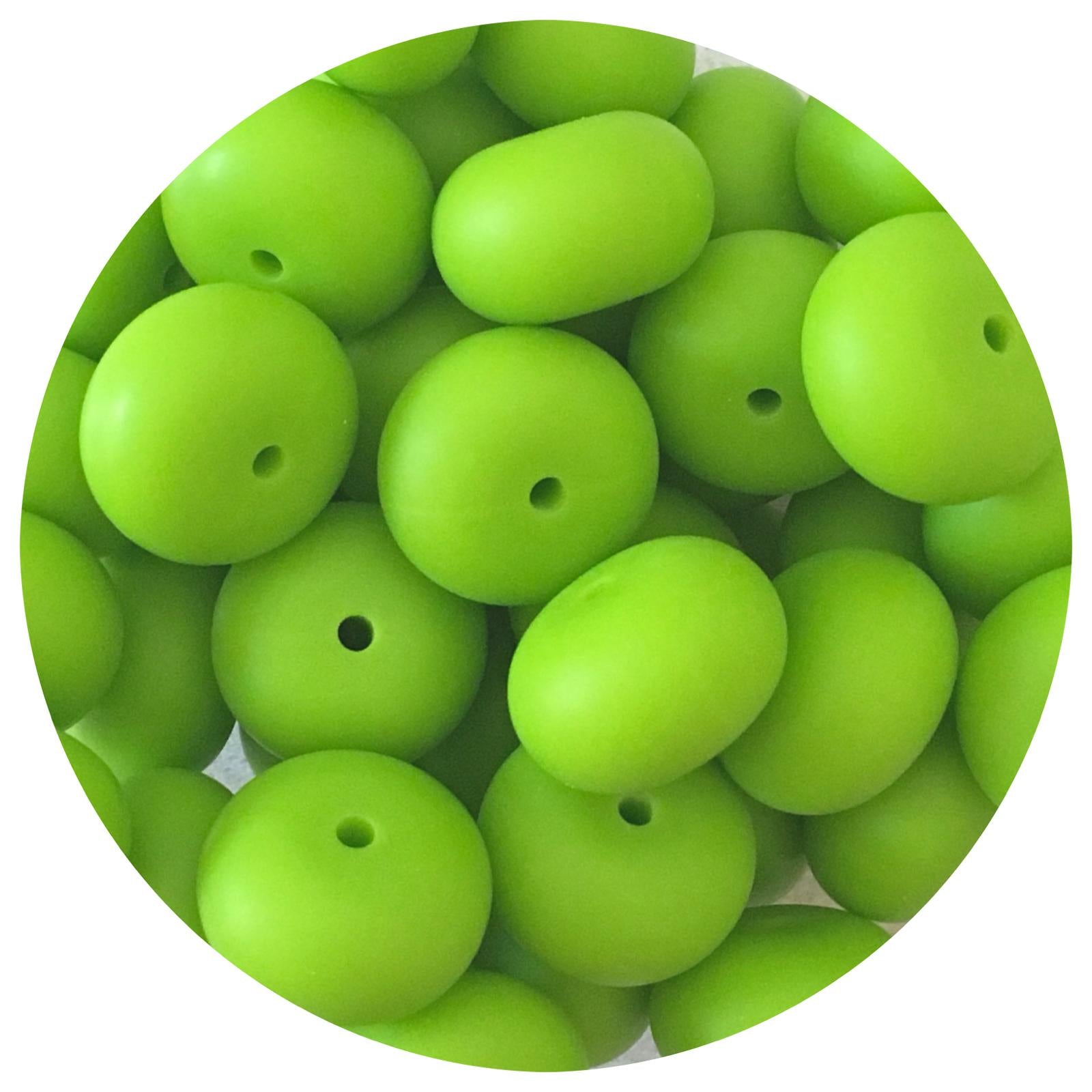 Key Lime Green - 22mm Abacus Silicone Beads - 5 Beads