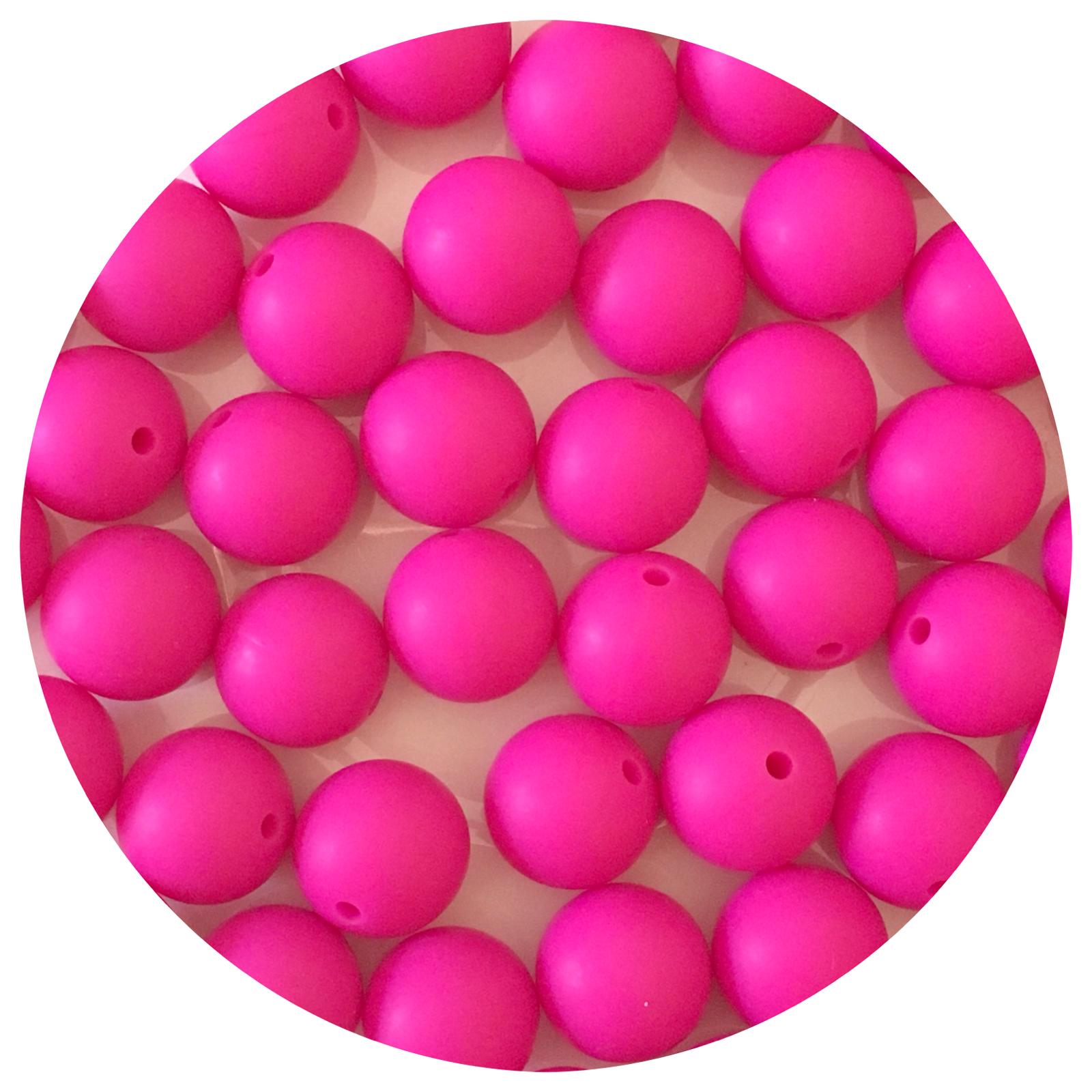 Hot Pink - 15mm round - 10 Beads