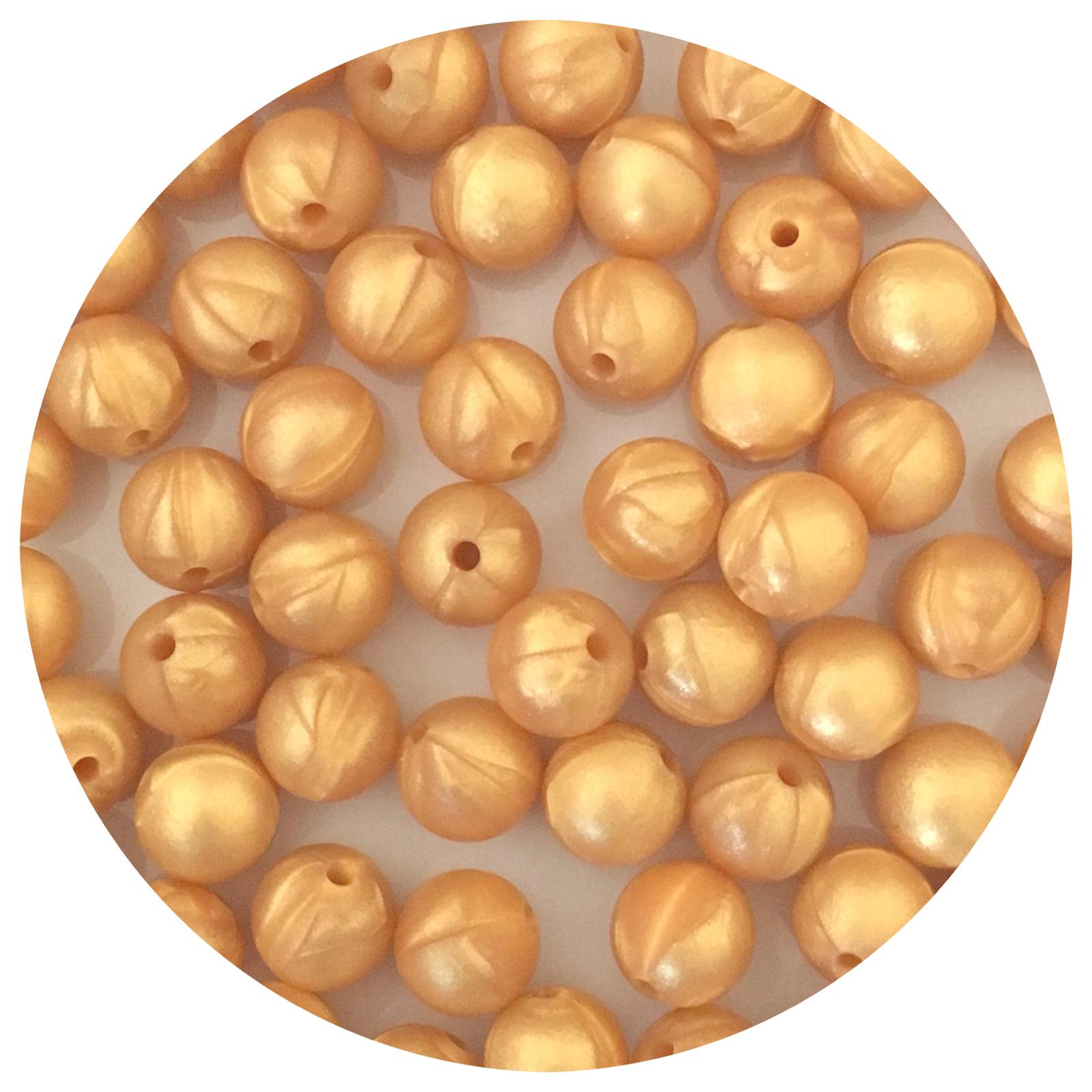 Pearl Gold - 12mm Round Silicone Beads - 10 beads