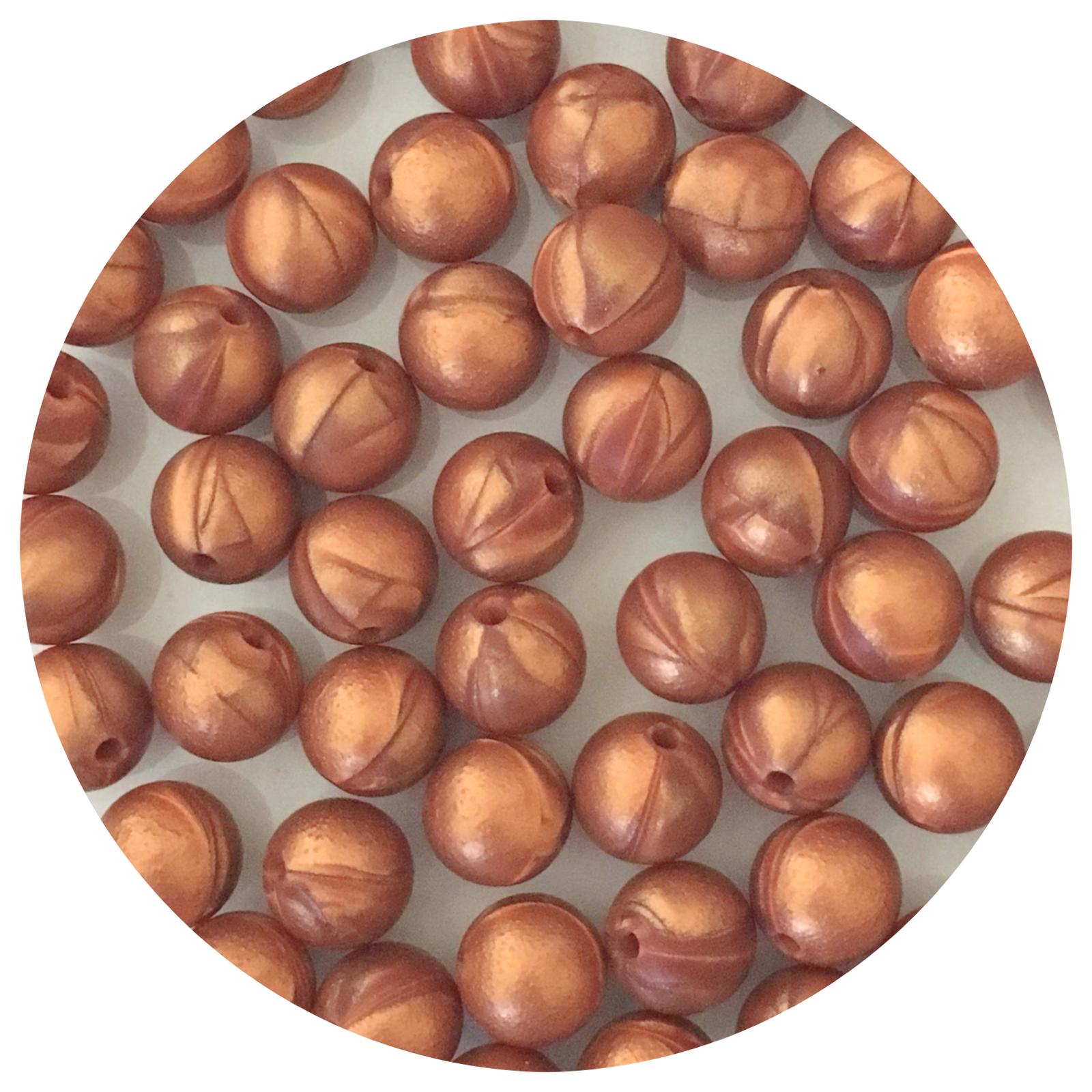 Rose Copper - 12mm Round Silicone Beads - 10 beads