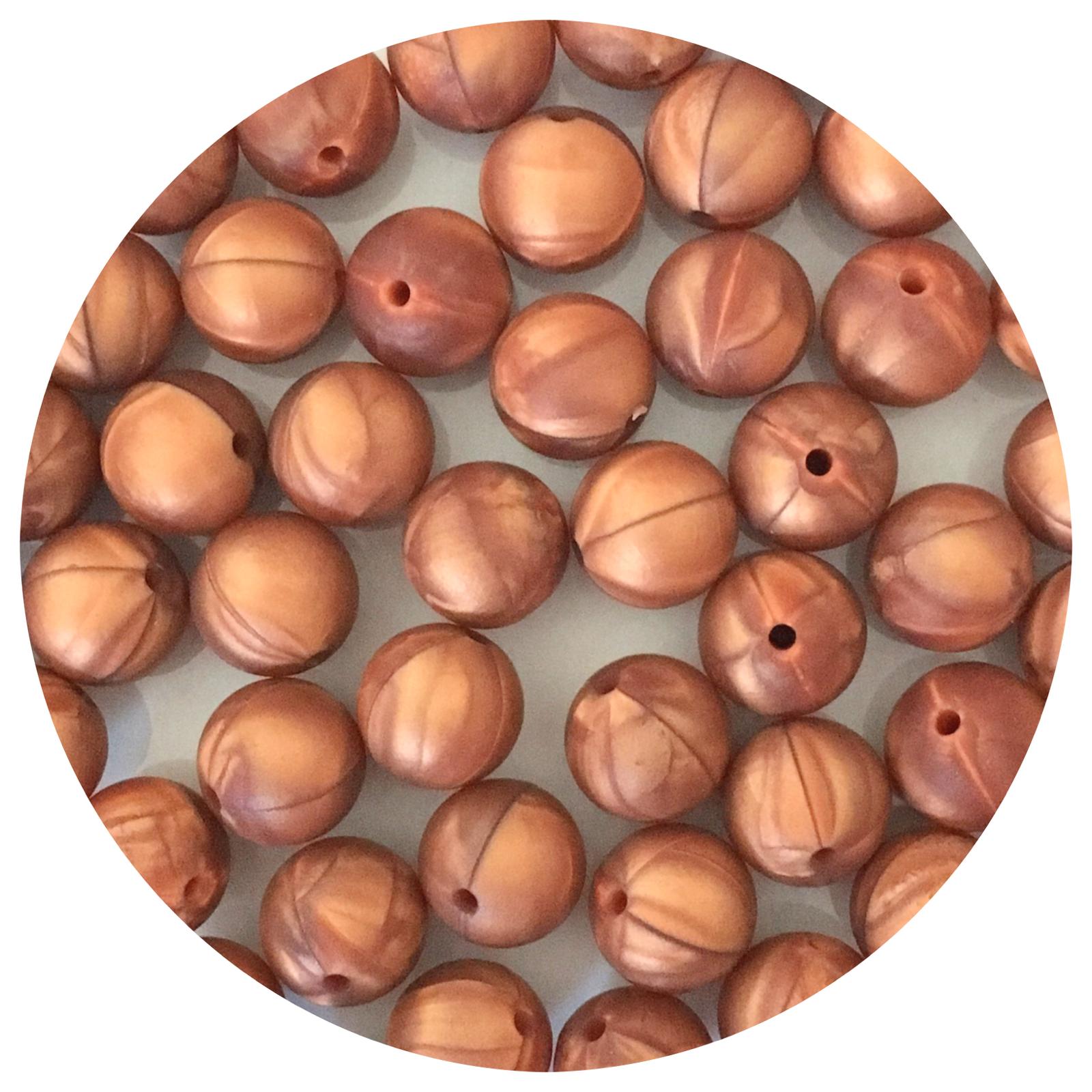 Rose Copper - 15mm round - 10 Beads