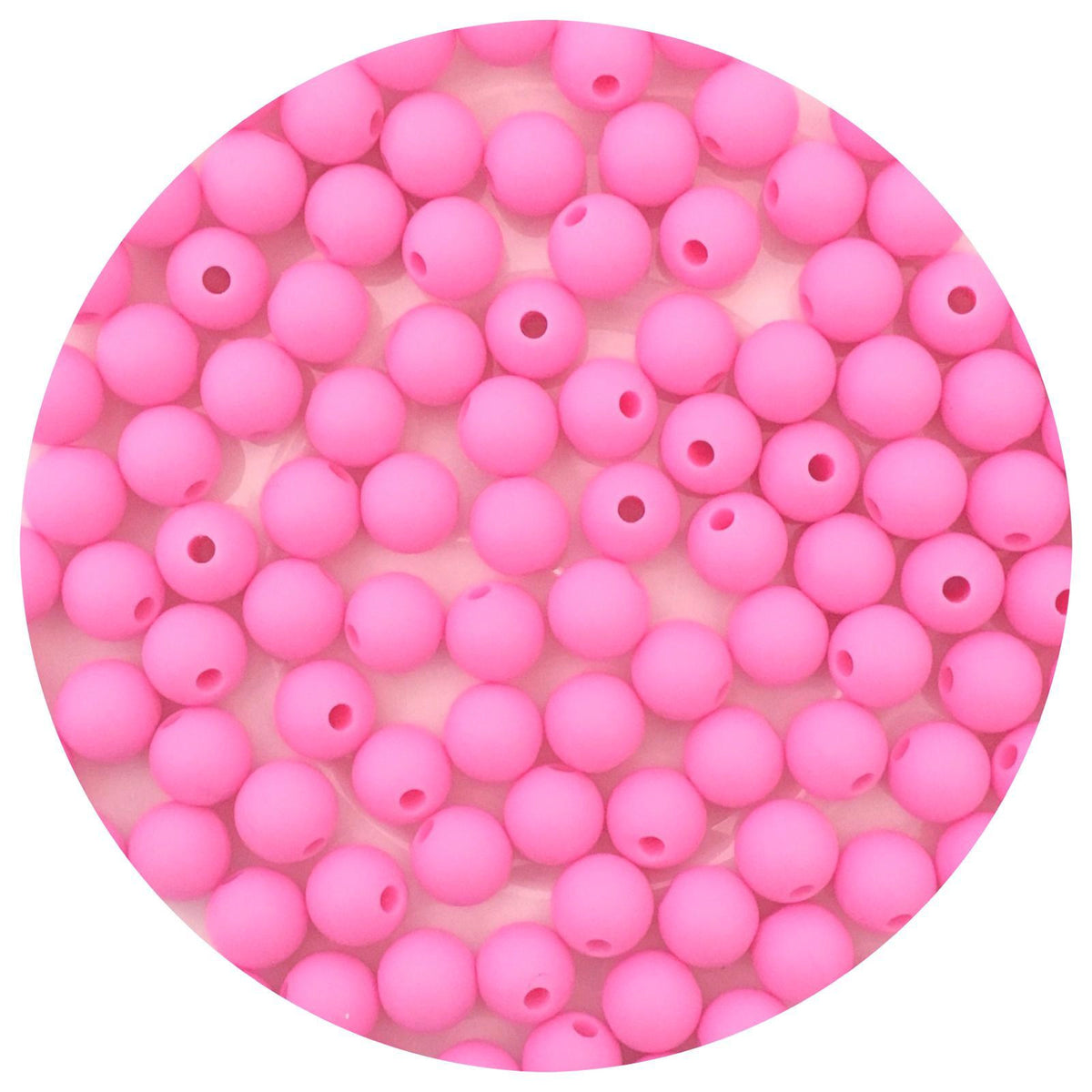 Bubblegum Pink - 9mm Round Silicone Beads - 5 Beads
