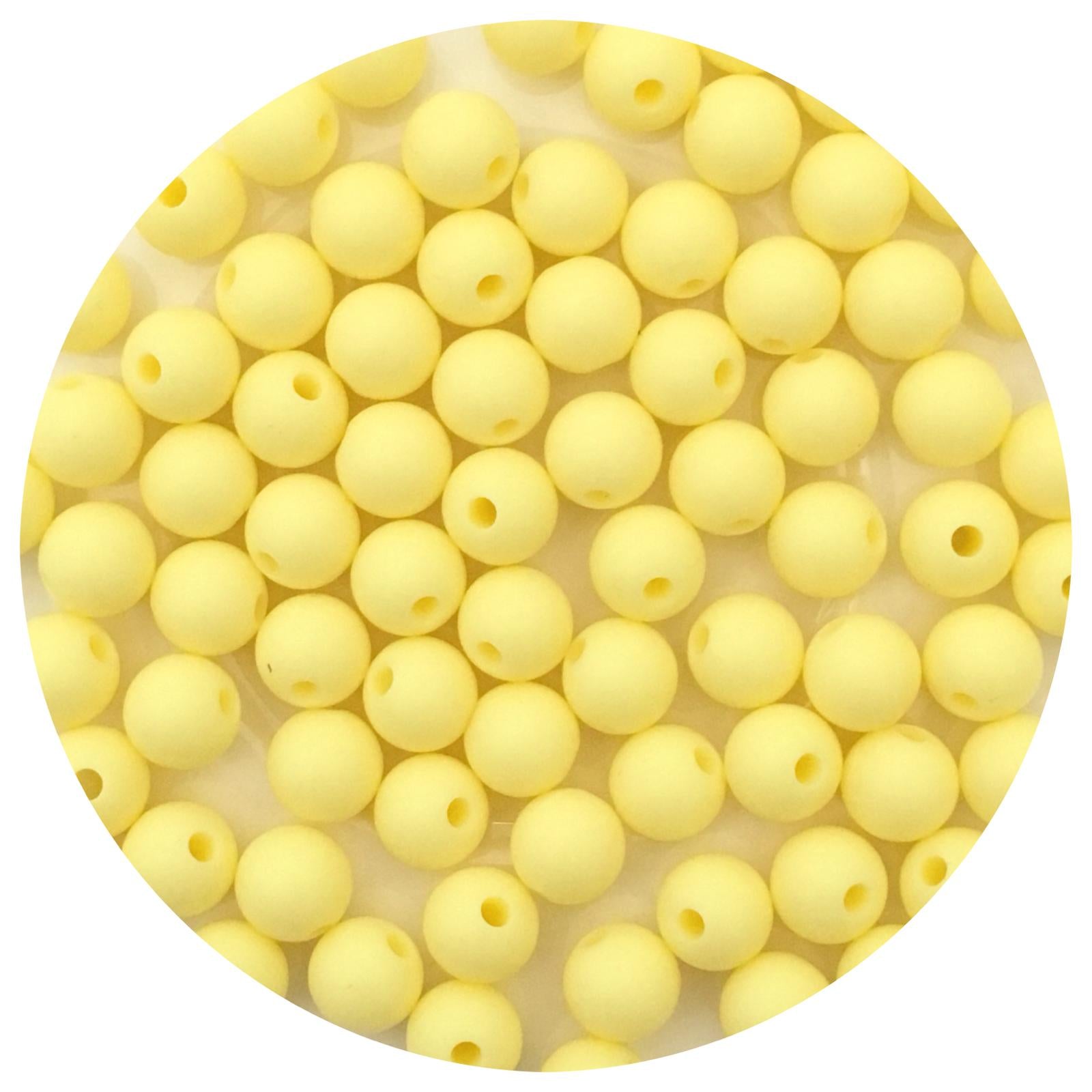 Buttery Yellow - 9mm Round Silicone Beads - 5 Beads