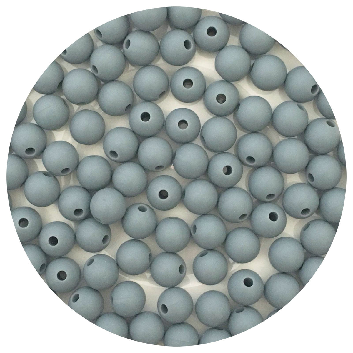 Dark Grey - 9mm Round Silicone Beads - 5 Beads