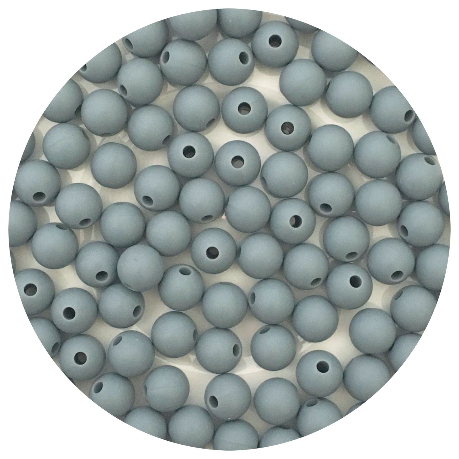 Dark Grey - 9mm Round Silicone Beads - 5 Beads