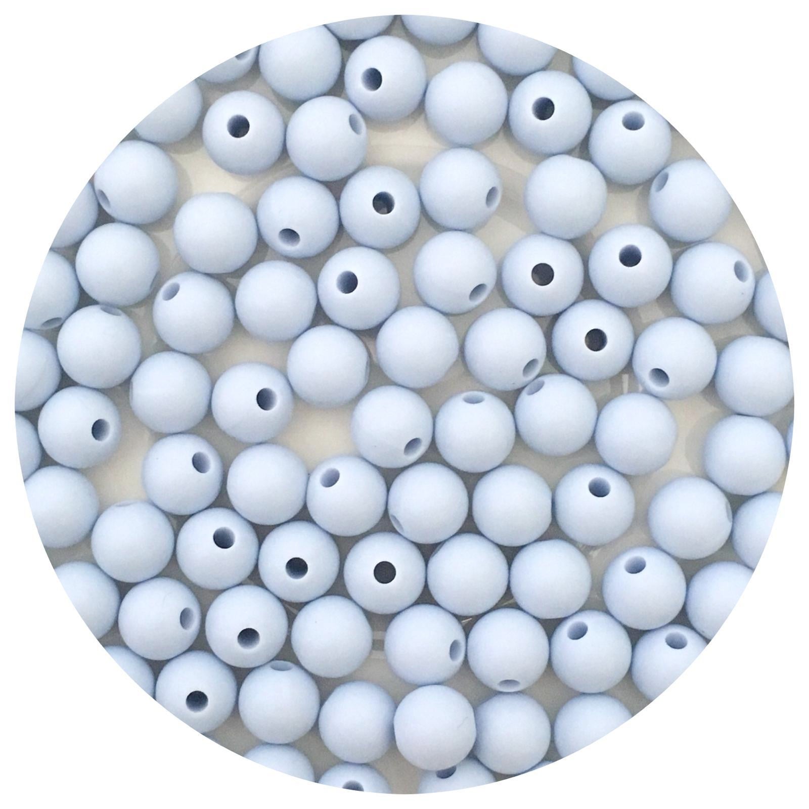 Pastel Blue - 9mm Round Silicone Beads - 5 Beads
