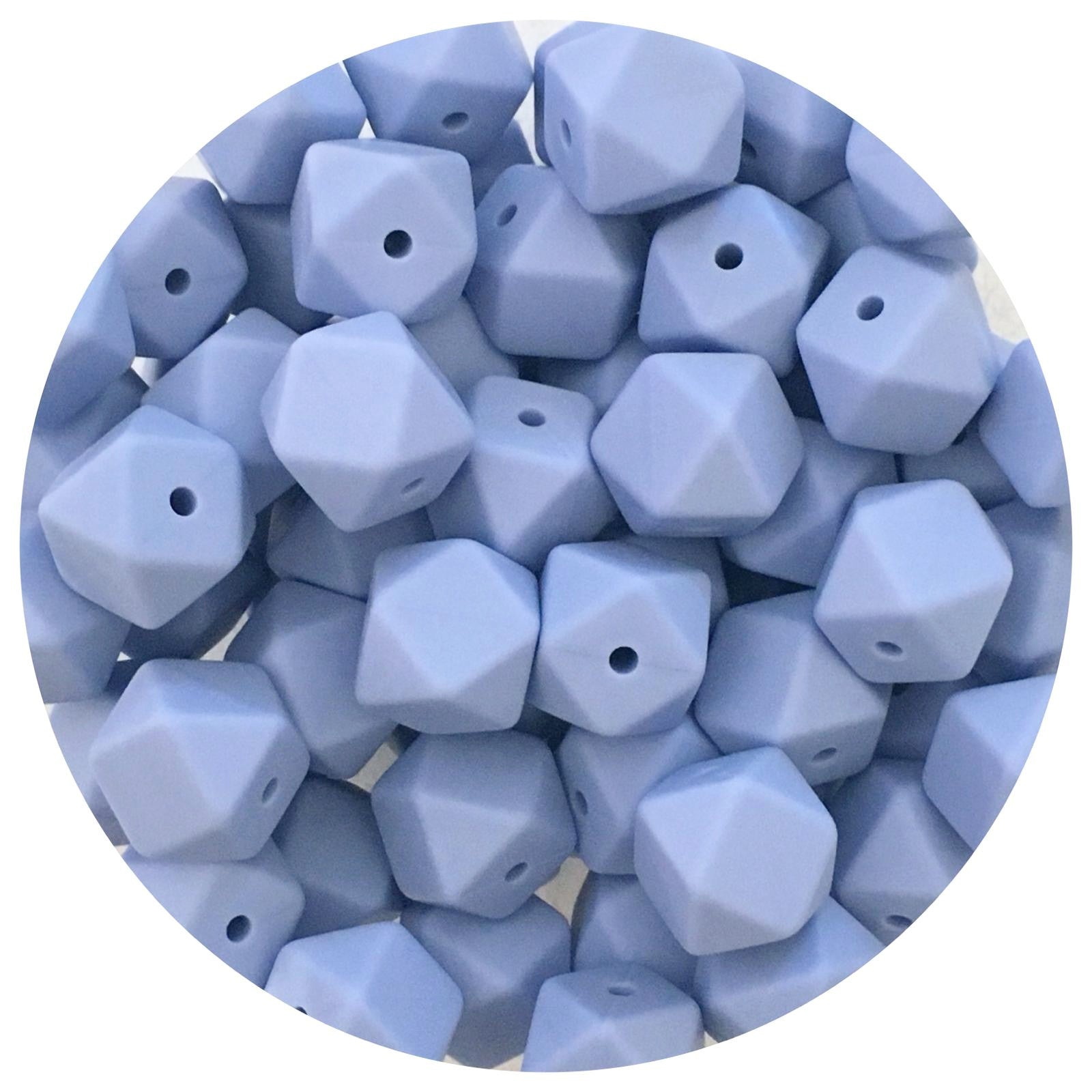 Powder Blue - 14mm Mini Hexagon - 5 beads
